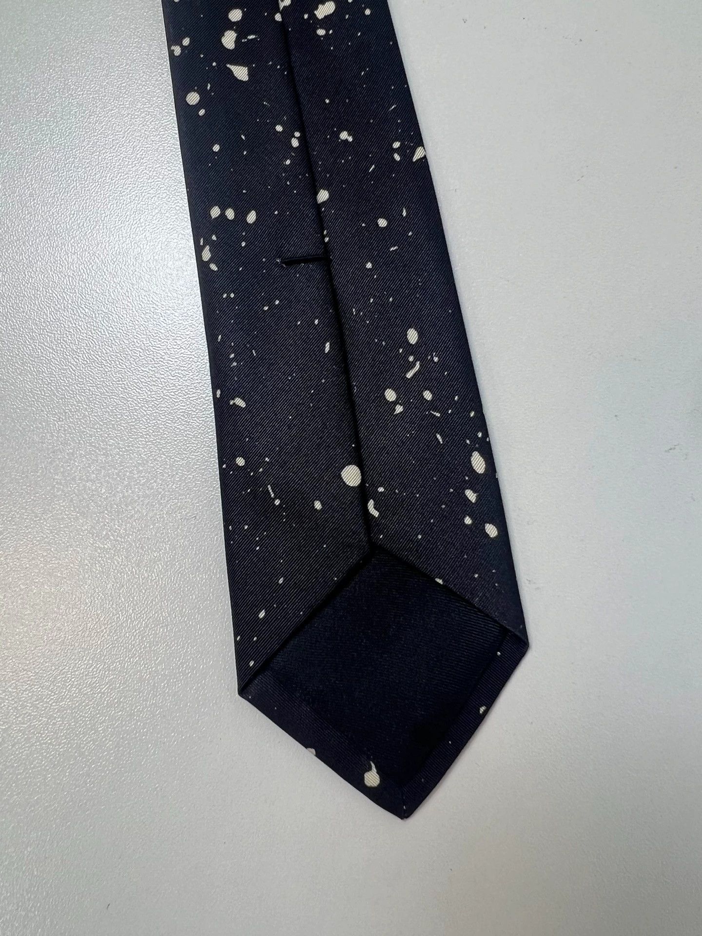 Saint Laurent Paris SLP 15fw silk splatter tie black white Size ONE SIZE - 4 Thumbnail