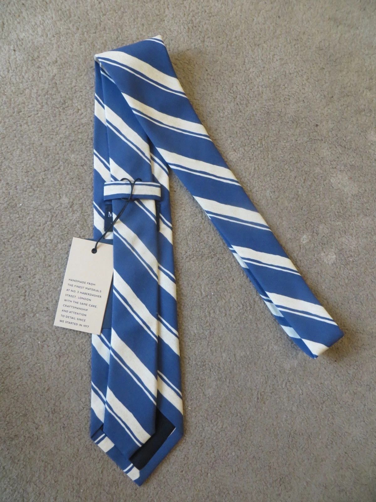 Drake's BLUE STRIPPED PRINT SILK TIE Size ONE SIZE - 3 Thumbnail