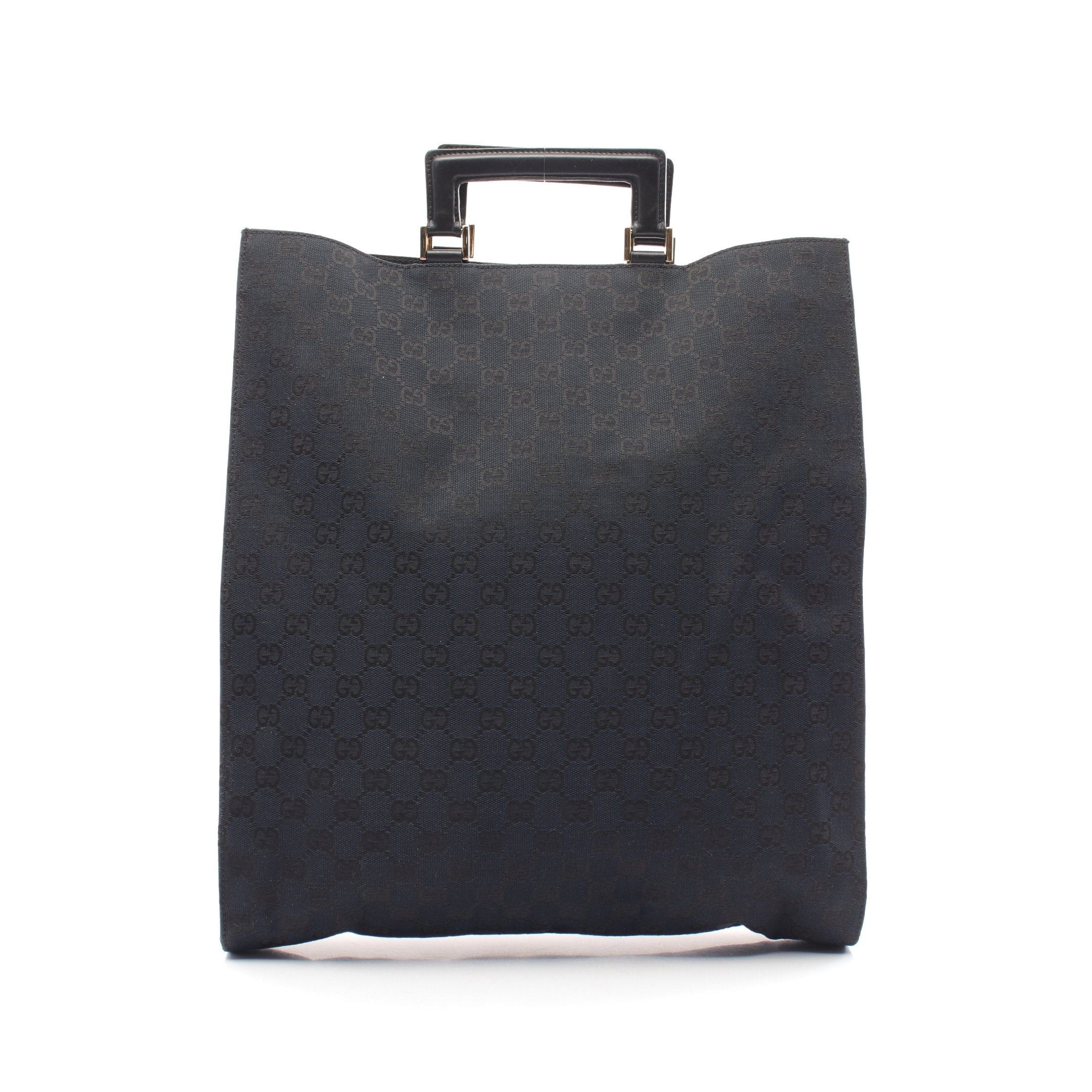 Gucci Gucci Gg Canvas Handbag Tote Bag Leather Black Size ONE SIZE - 1 Thumbnail