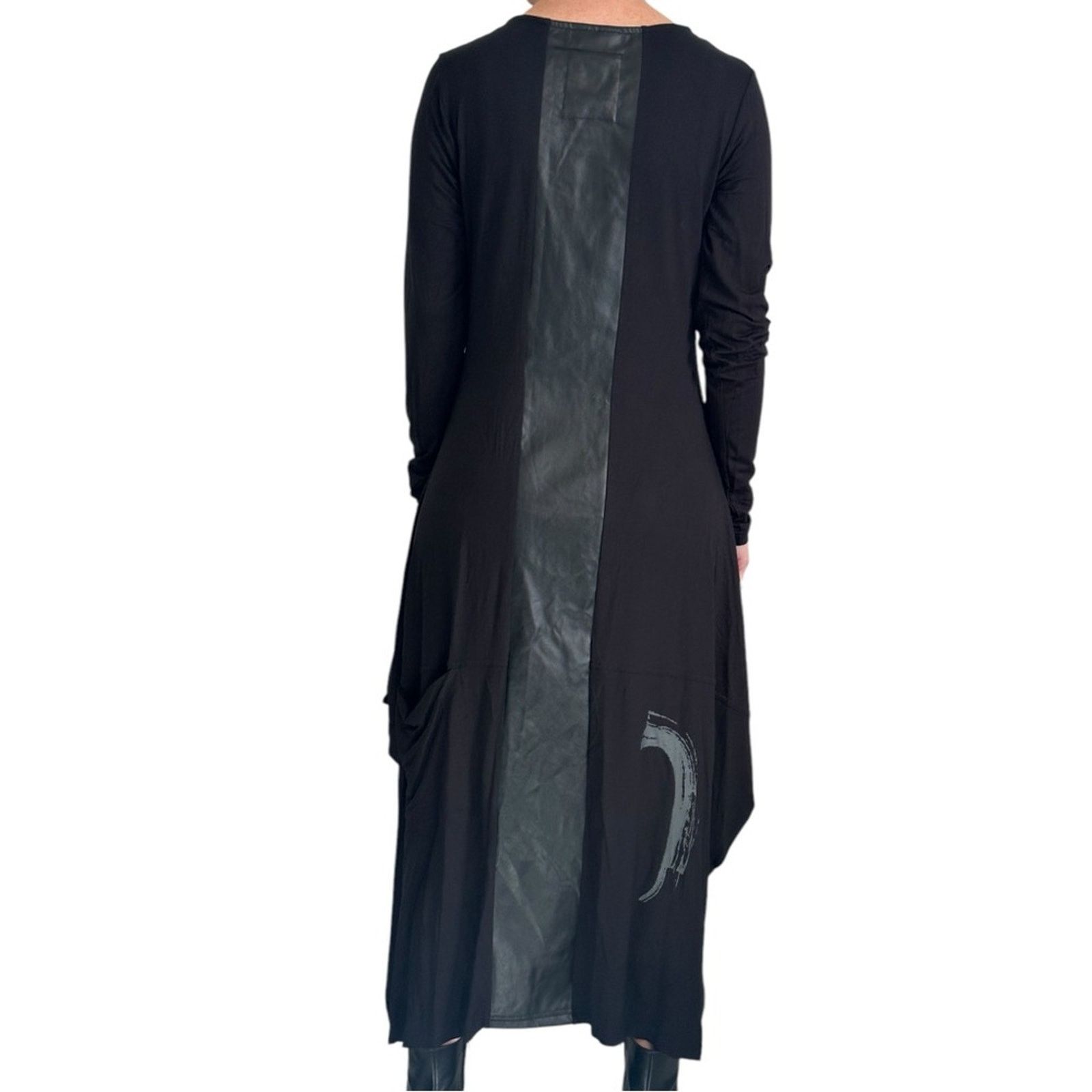 Other NÖR Denmark Abstract Faux Leather Panel Jersey Dress RARE Size XS / US 0-2 / IT 36-38 - 3 Thumbnail