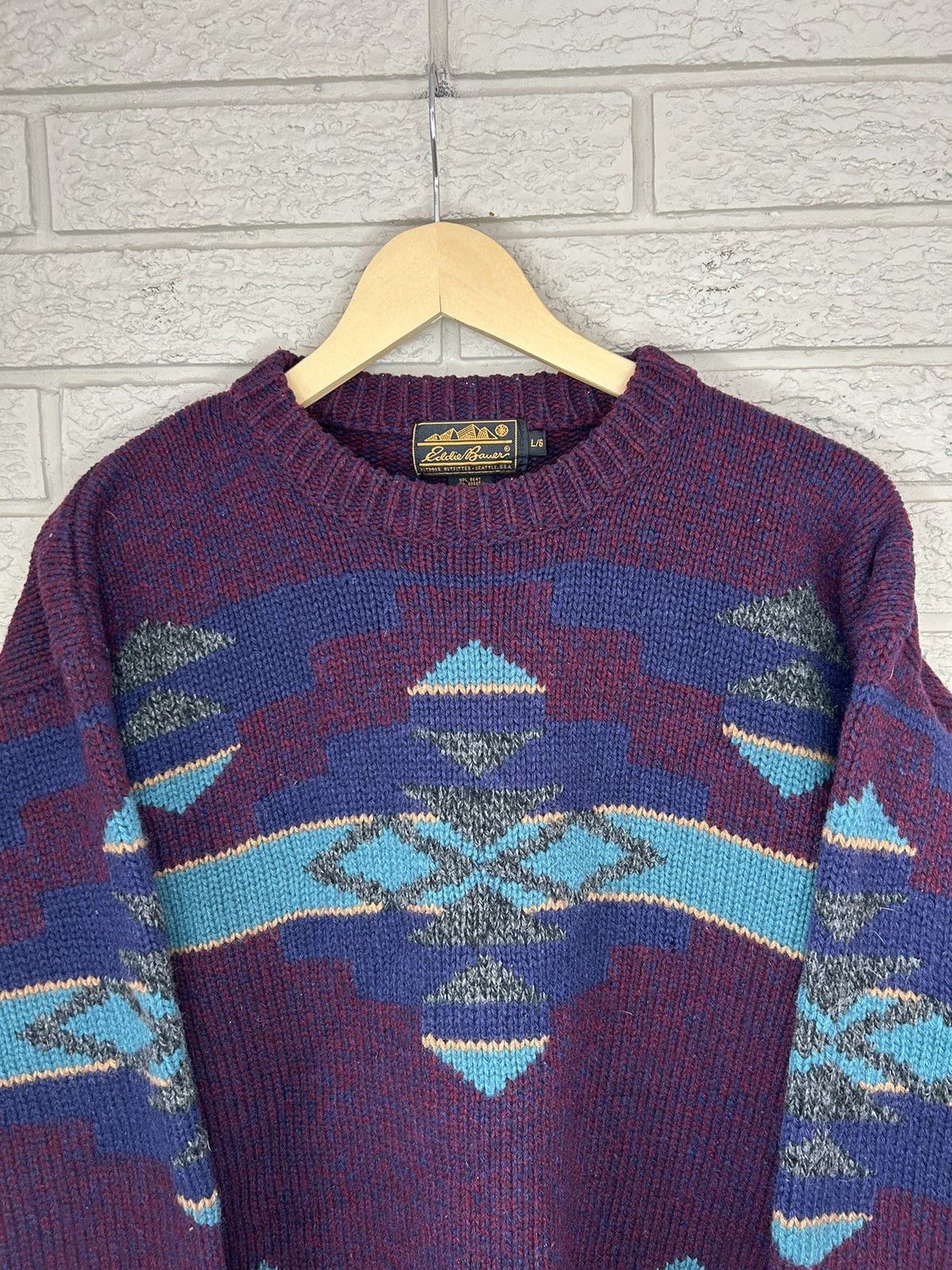 Eddie Bauer Vintage 90s Eddie Bauer Wool Aztec Knit Sweater Size US M / EU 48-50 / 2 - 4 Thumbnail
