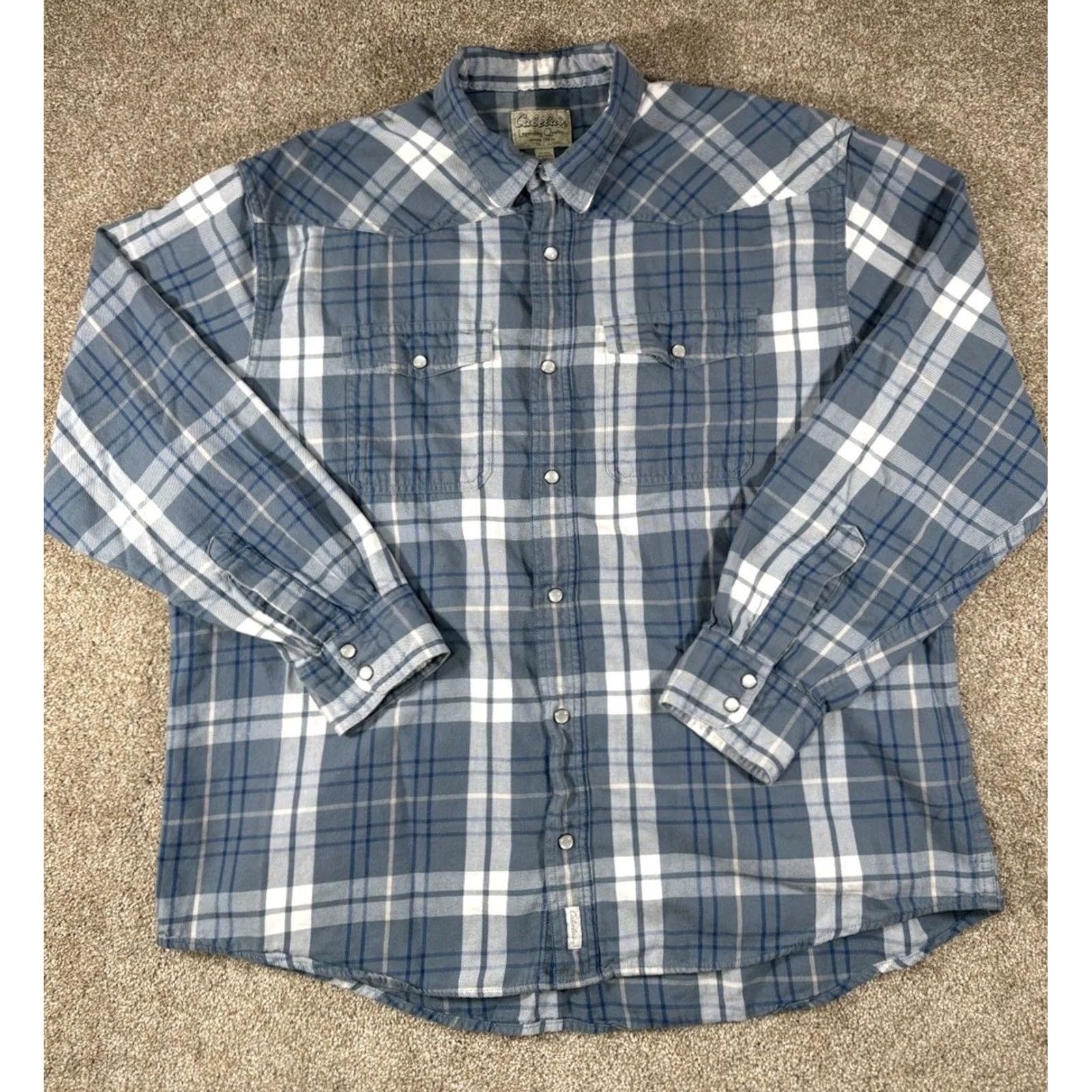 Vintage VINTAGE Cabela's Flannel Shirt Plaid Western Pearl Snap Cotton Men’s XL PW White Size US XL / EU 56 / 4 - 2 Thumbnail