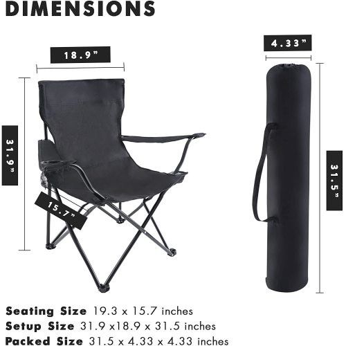 Designer × Homemade YSSOA Portable Folding Black Camping Chair, Large Size US L / EU 52-54 / 3 - 8 Thumbnail
