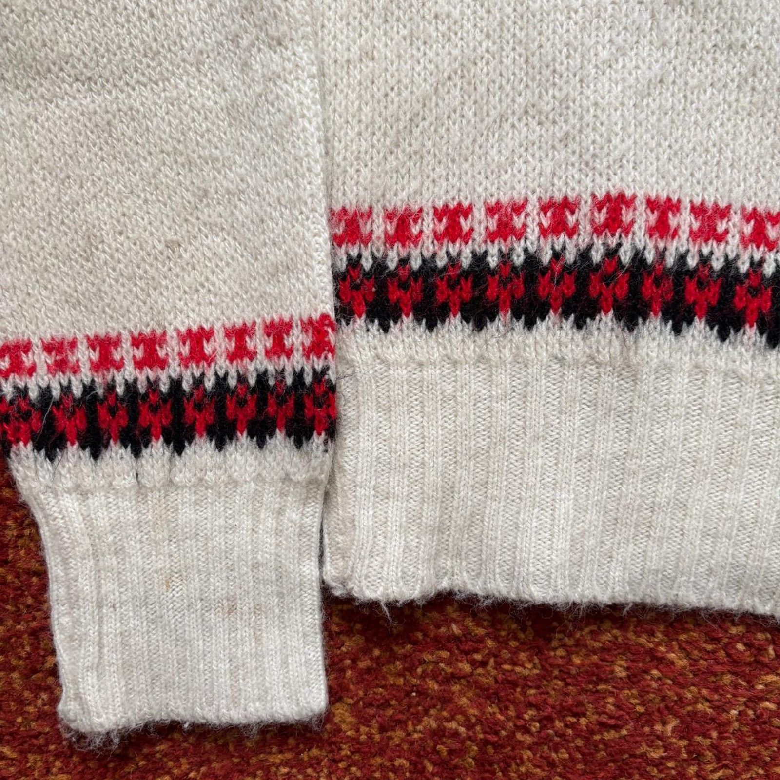 Vintage 1950s collared acrylic winter pattern knit ski sweater Size M / US 6-8 / IT 42-44 - 4 Thumbnail