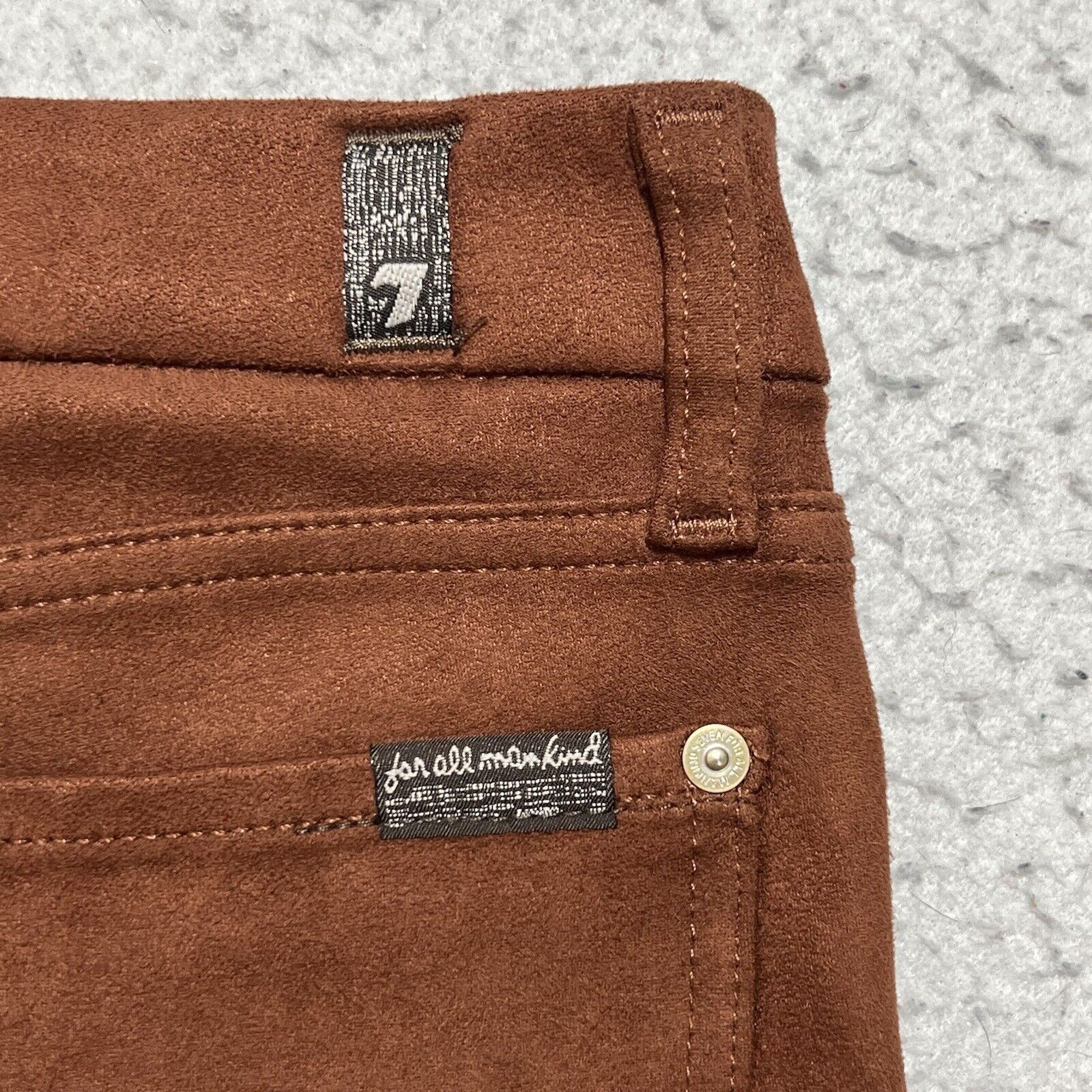 7 For All Mankind 7 For All Mankind Suede Ankle Mid Rise Skinny Stretch Pants Size 31" - 8 Thumbnail