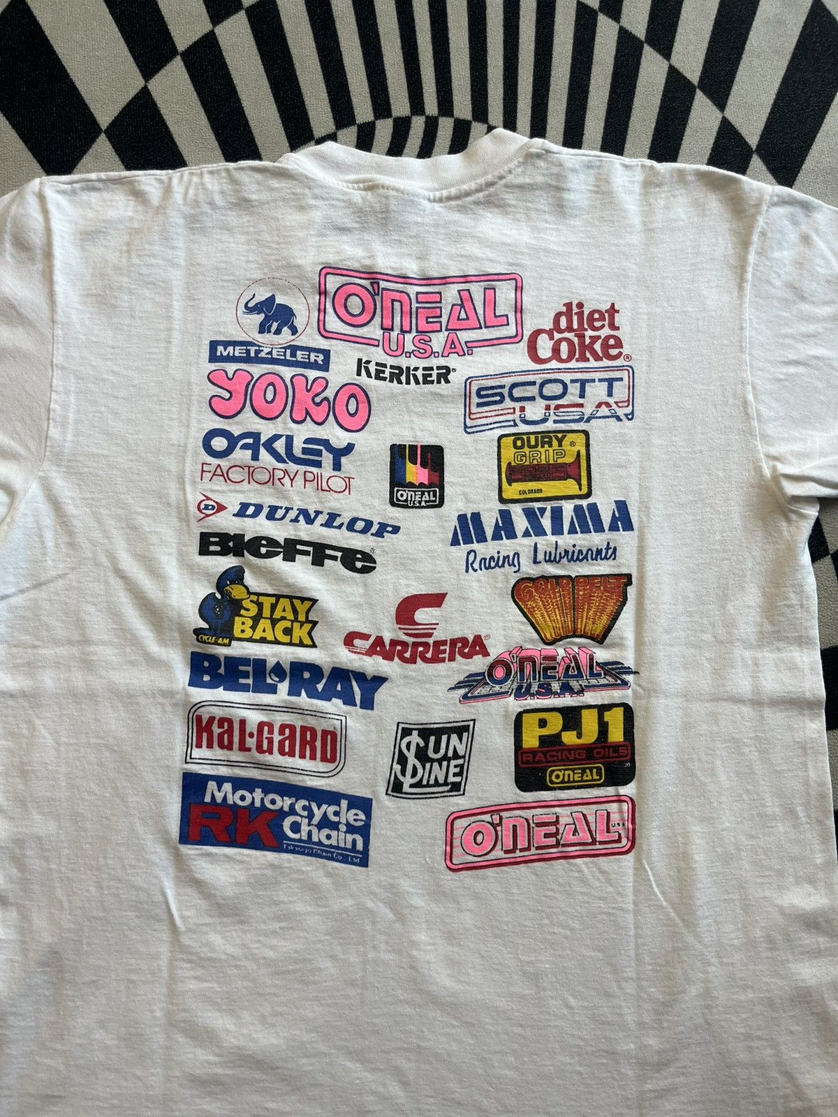 Vintage Vintage 80s O'NEAL USA Motocross Racing T-Shirt sponsors Size US L / EU 52-54 / 3 - 8 Thumbnail