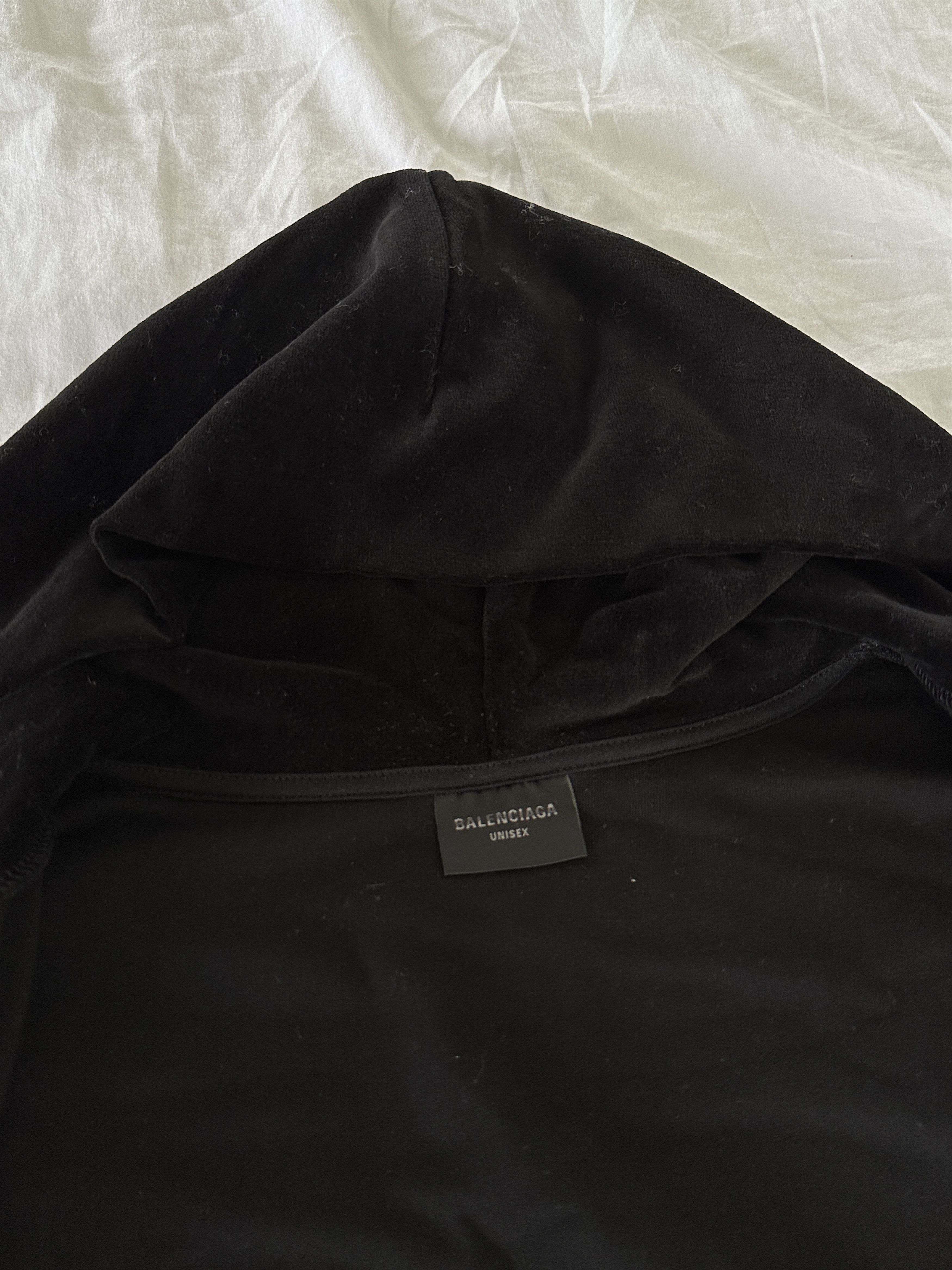 Balenciaga Balenciaga Crystal-Embellished Hooded Velour Sweatshirt Size US M / EU 48-50 / 2 - 10 Thumbnail