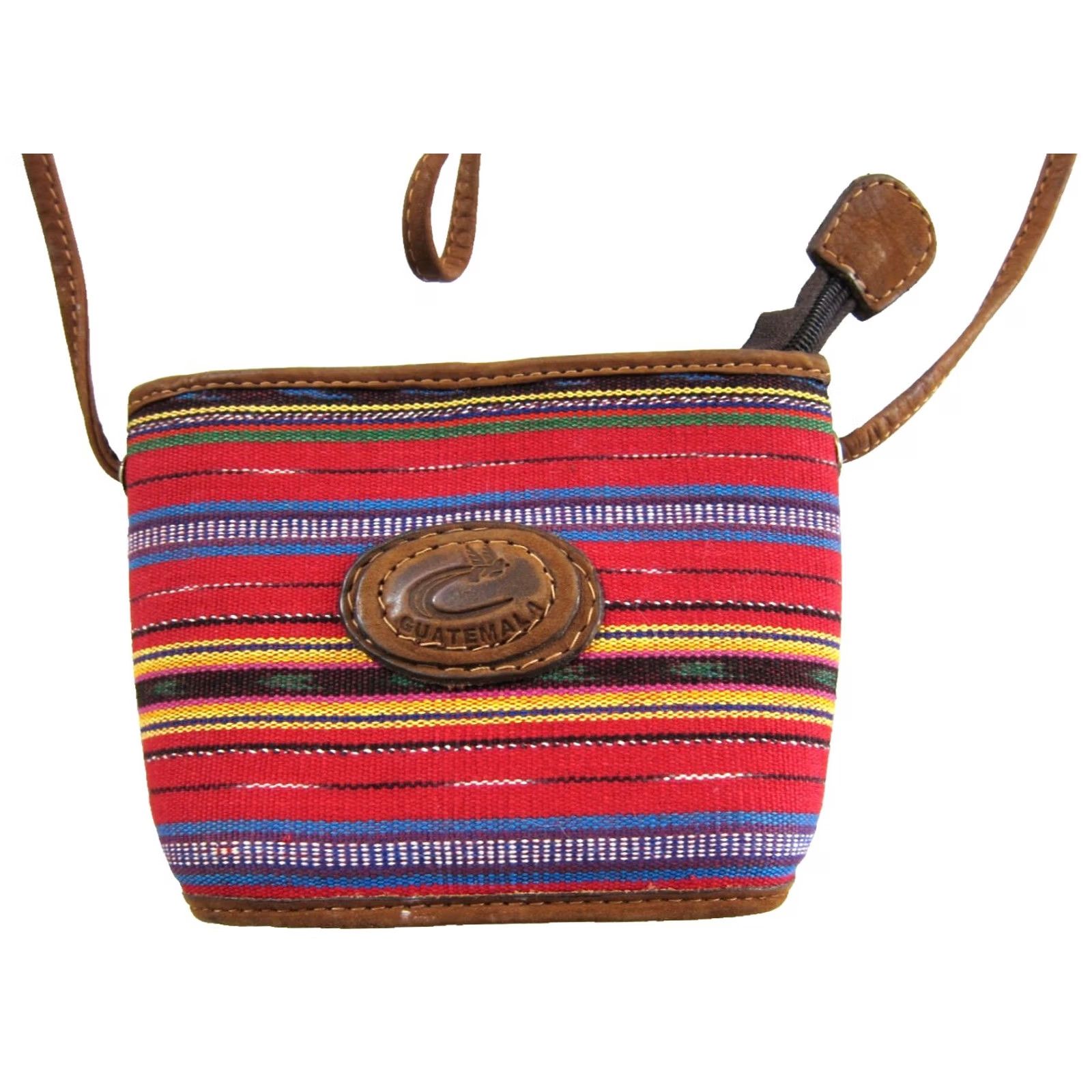 Vintage VINTAGE Handmade Red Woven Leather Small Satchel Purse Guatemala Brown Womens Size ONE SIZE - 4 Thumbnail