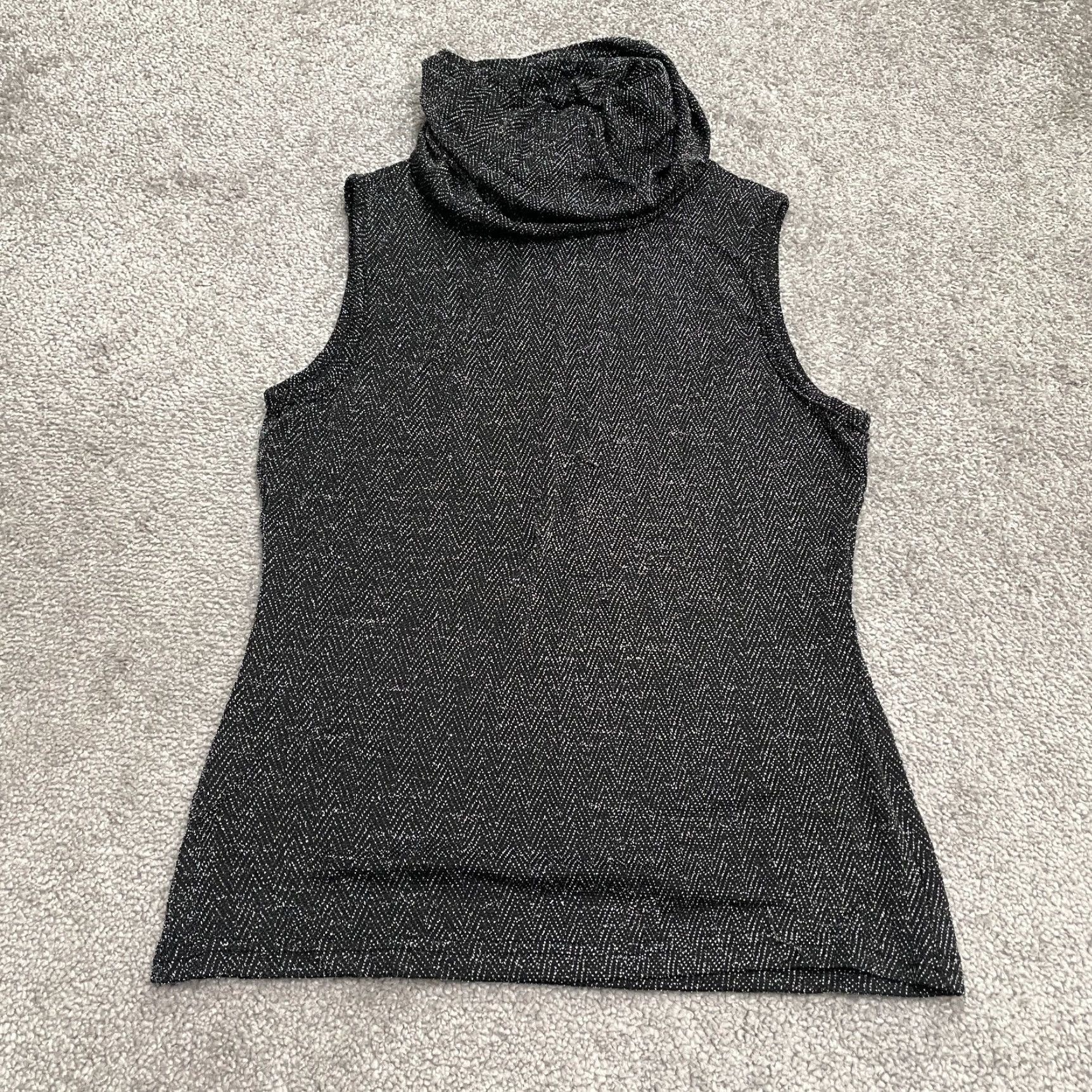 Vintage TEMT Black Cowl Neck Top Womens Medium Sleeveless Knit Nylon Spandex Shiny Casual Stretch Basic Logo Sleeve Strappy Size M / US 6-8 / IT 42-44 - 2 Thumbnail