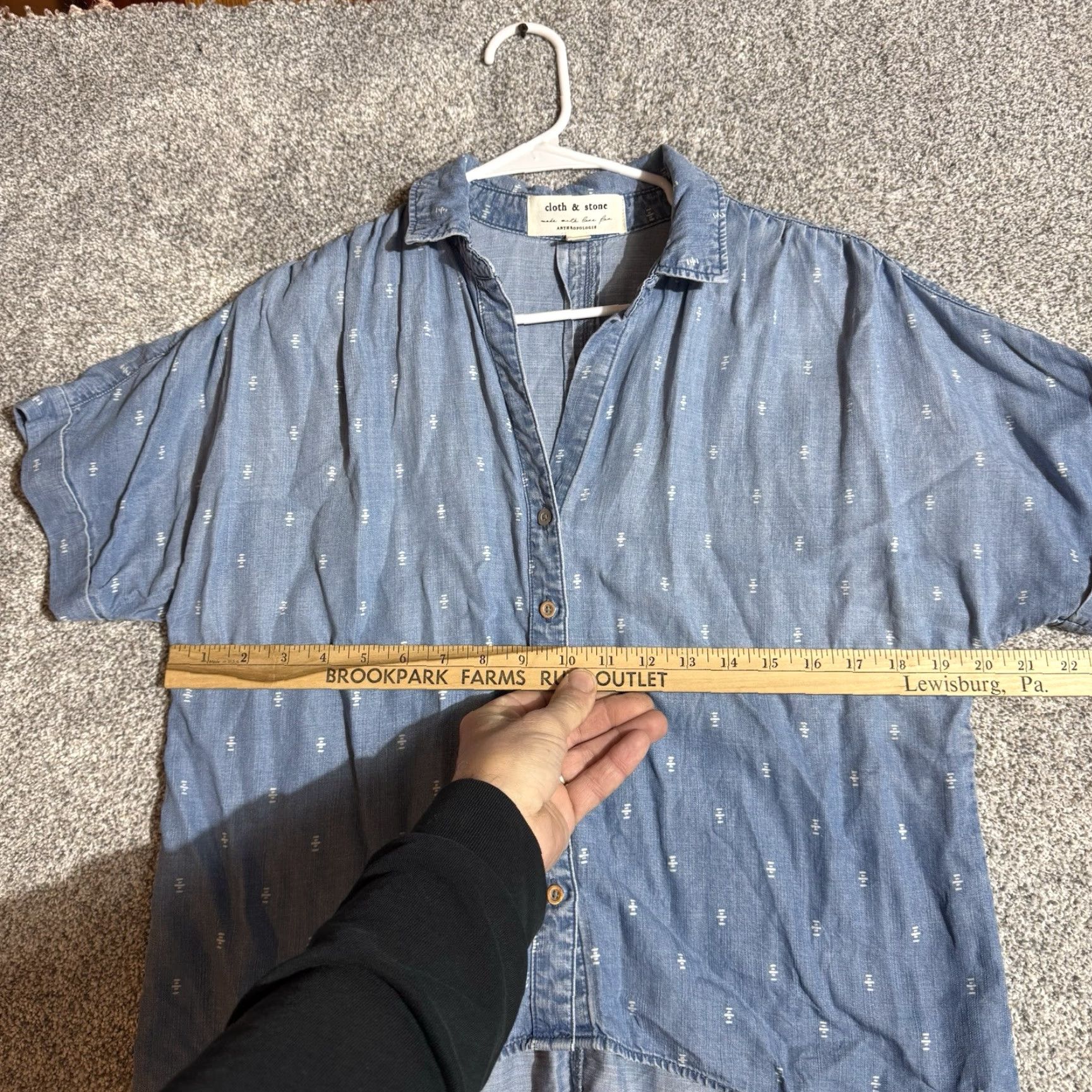 Vintage Cloth & Stone Chambray Shirt Womens Petite Small Boho High Low Button Front Blue Size S / US 4 / IT 40 - 3 Thumbnail