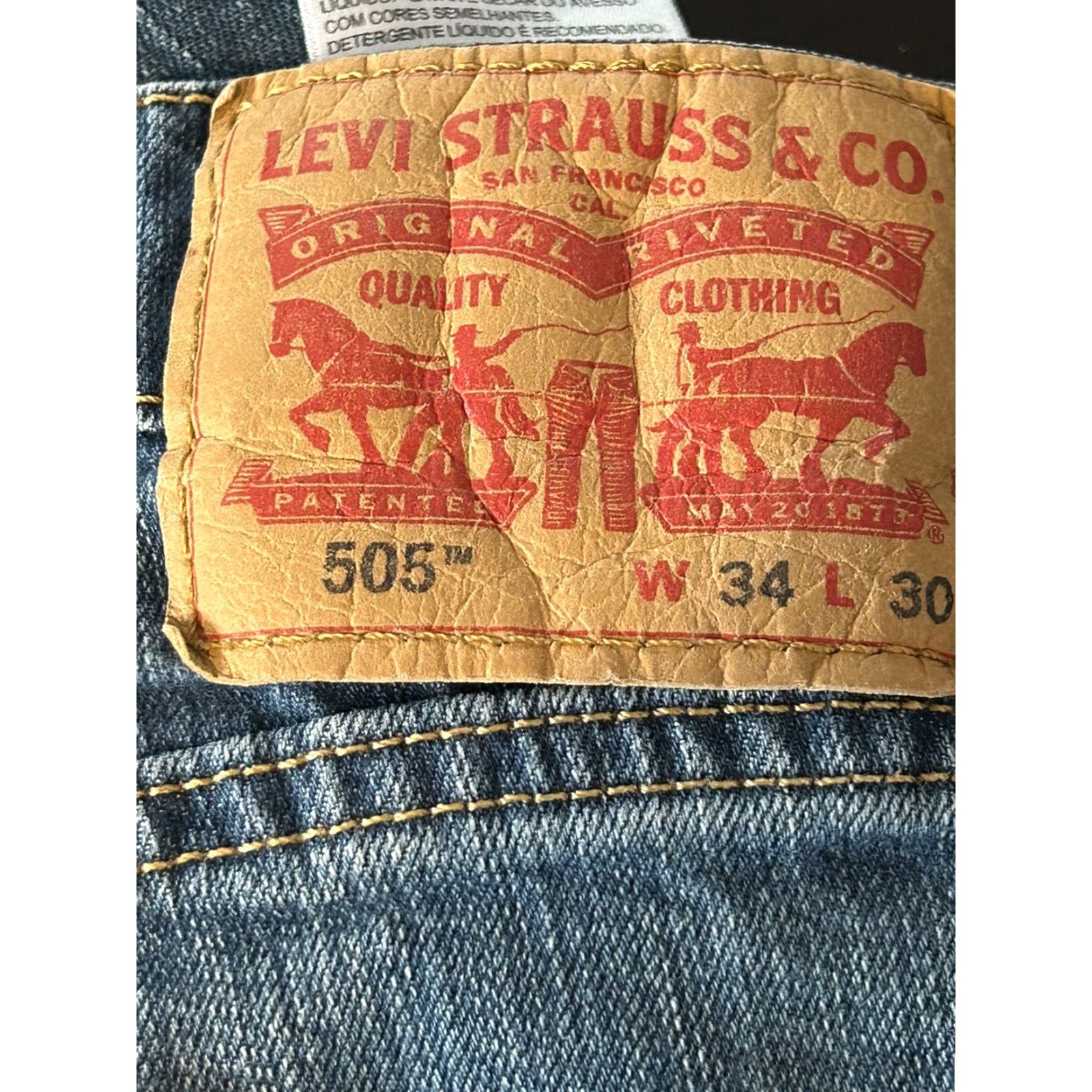 Levi's Levi's 505 Regular Straight Jeans Denim Men 34x30 Blue 5-Pocket Distressed Medium Wash Denim Jeans Regular Mens Size US 34 / EU 50 - 5 Thumbnail