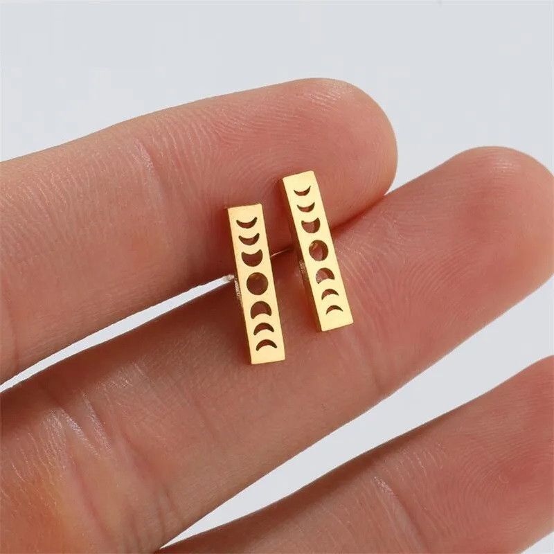 Jewelry Moon Phase Mini Stud Earrings Charm Earring Gift Size ONE SIZE - 1 Thumbnail