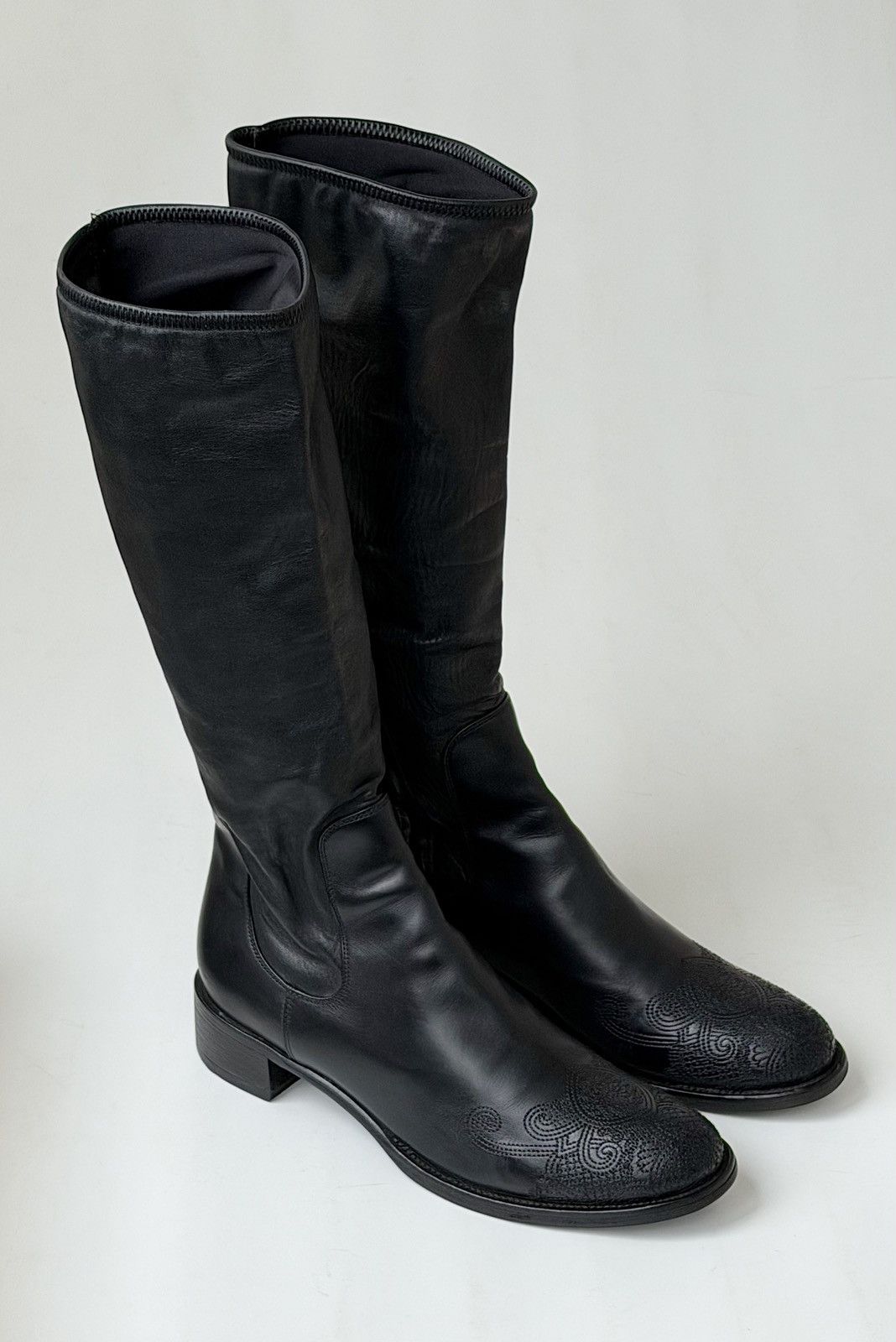 Prada *sz38.5* PRADA FW2006 Embroidered Leather Boots shoes Biker Size US 8.5 / IT 38.5 - 4 Thumbnail