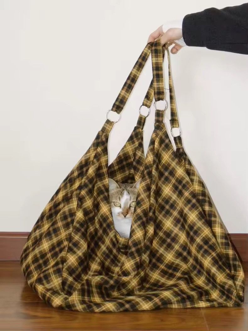 Japanese Brand Vintage Plaid Large Capacity Cotton Crossbody Bag Size ONE SIZE - 2 Thumbnail