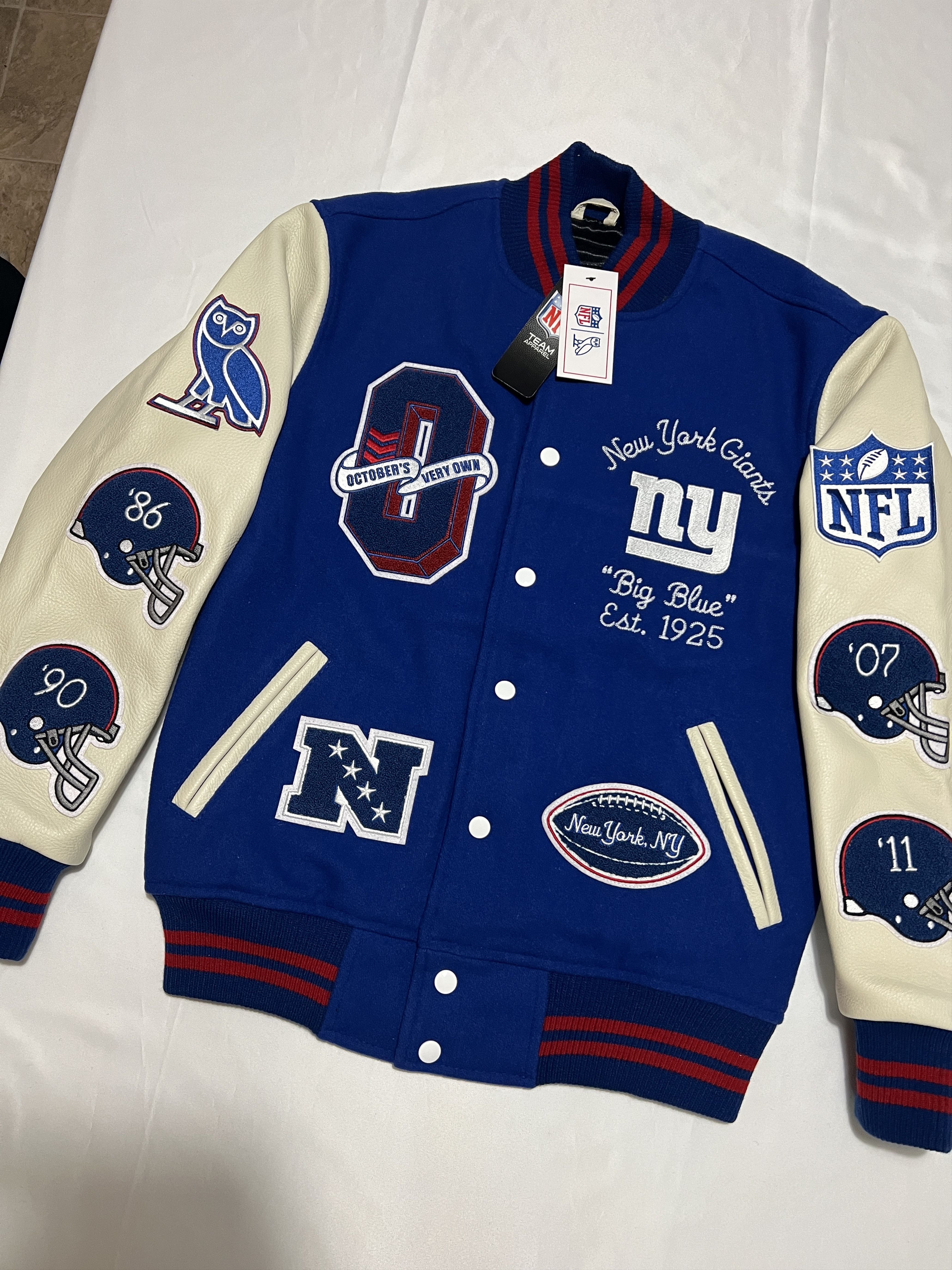 Drake OVO x NFL NEW YORK GIANTS OG VARSITY JACKET Size US S / EU 44-46 / 1 - 4 Thumbnail