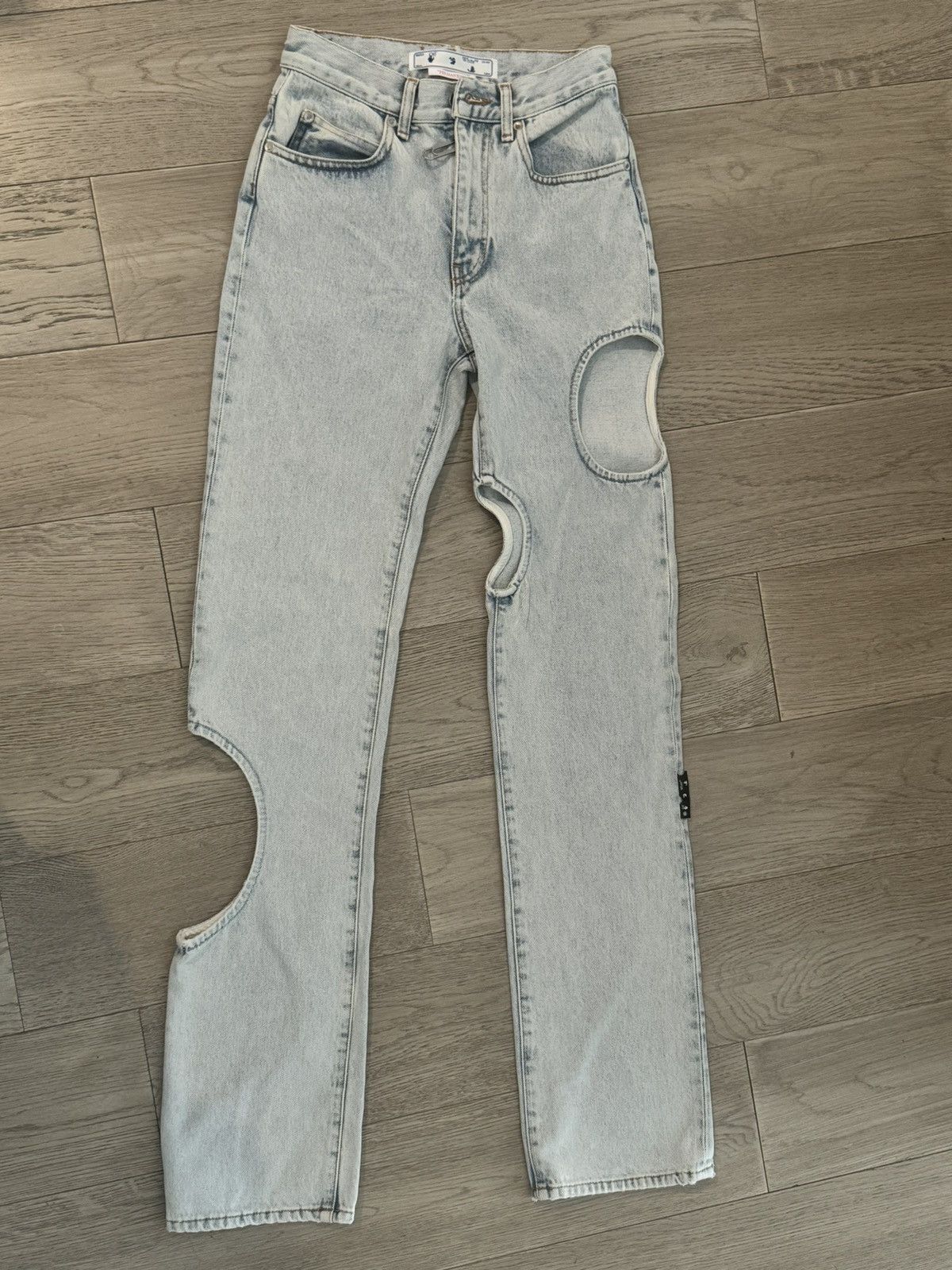 Off-White Off-White Blue Meteor Cut Out Jeans Size 25" / US 0 / IT 36 - 2 Thumbnail