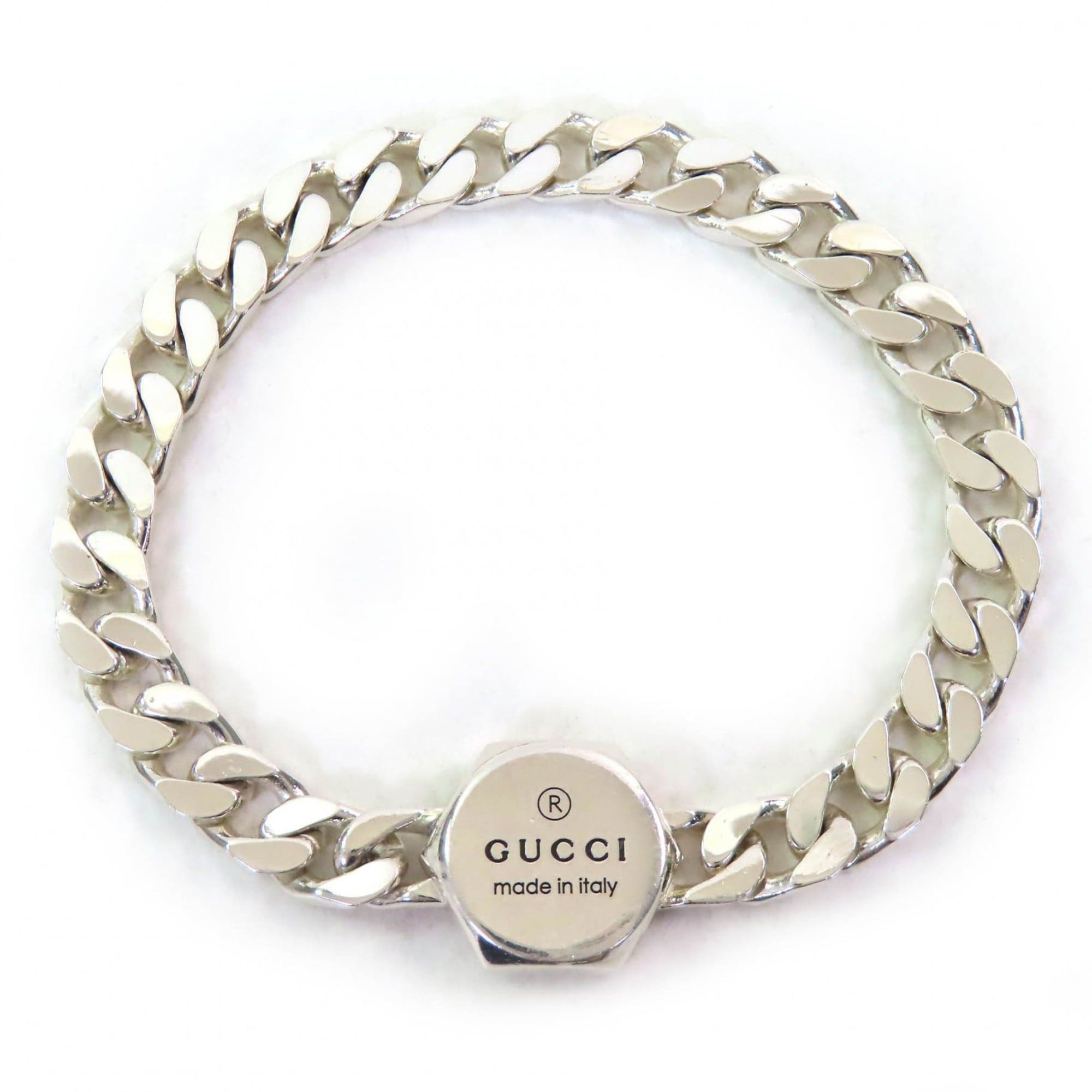 Gucci GUCCI 779173 Trademark Bracelet, AG925 Silver, Logo Bangle, Size 16, Made in Italy, Weight 19.6g, Women's Size ONE SIZE - 1 Thumbnail