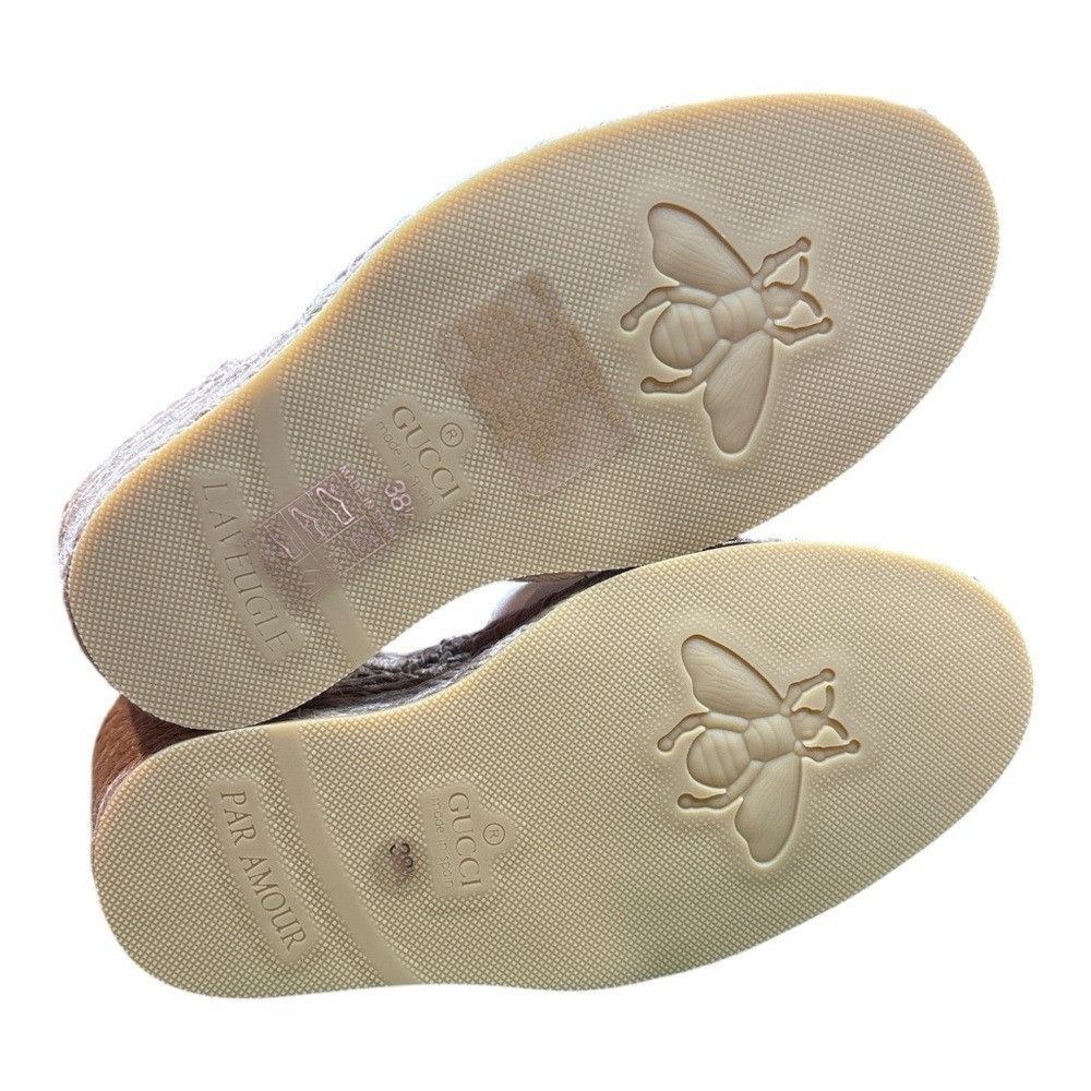 Gucci GUCCI Judit Espadrille Wedge Sandals White Pink GG Lace Up E Size US 8.5 / IT 38.5 - 9 Thumbnail