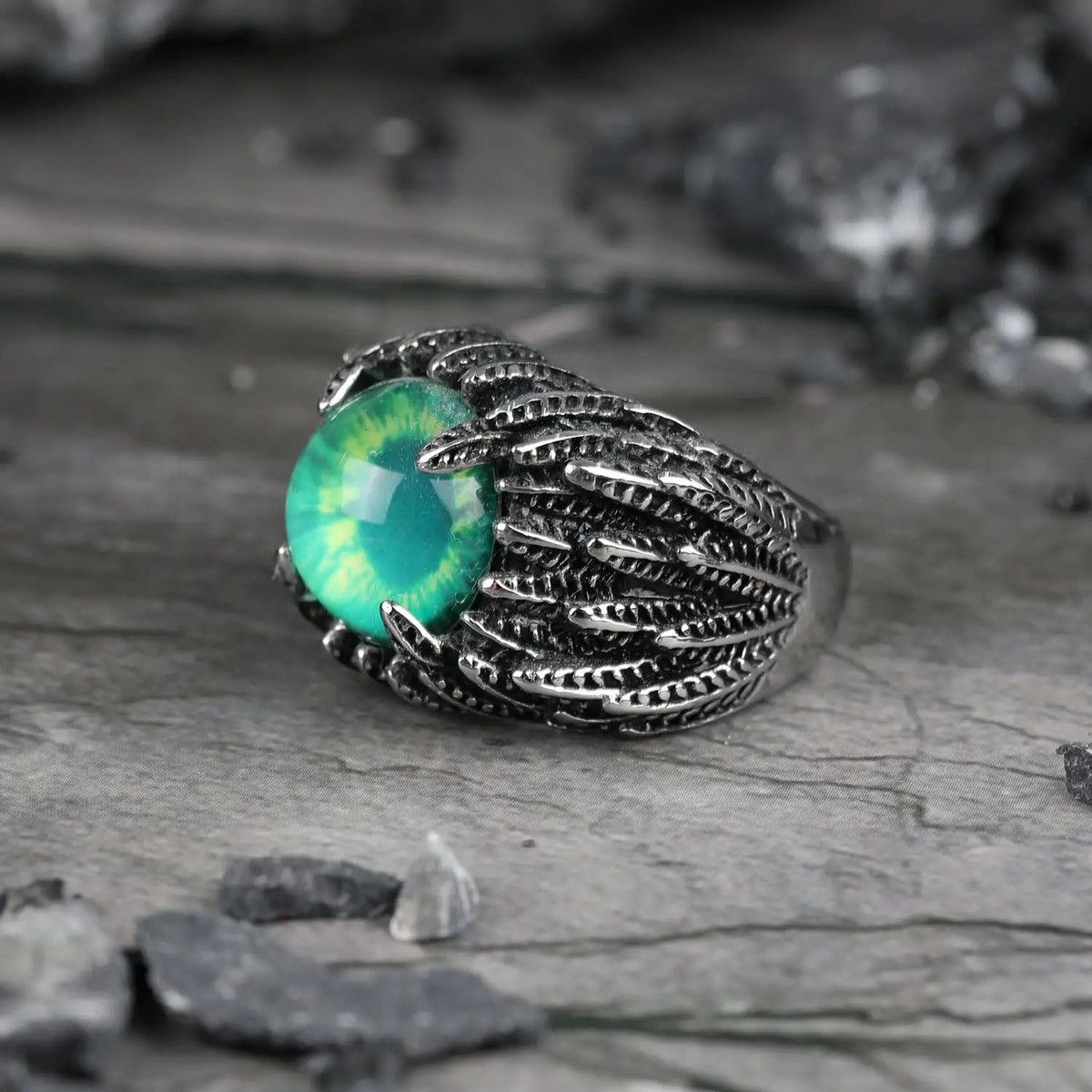 Jewelry Feather Evil Eye Ring Size ONE SIZE - 1 Thumbnail