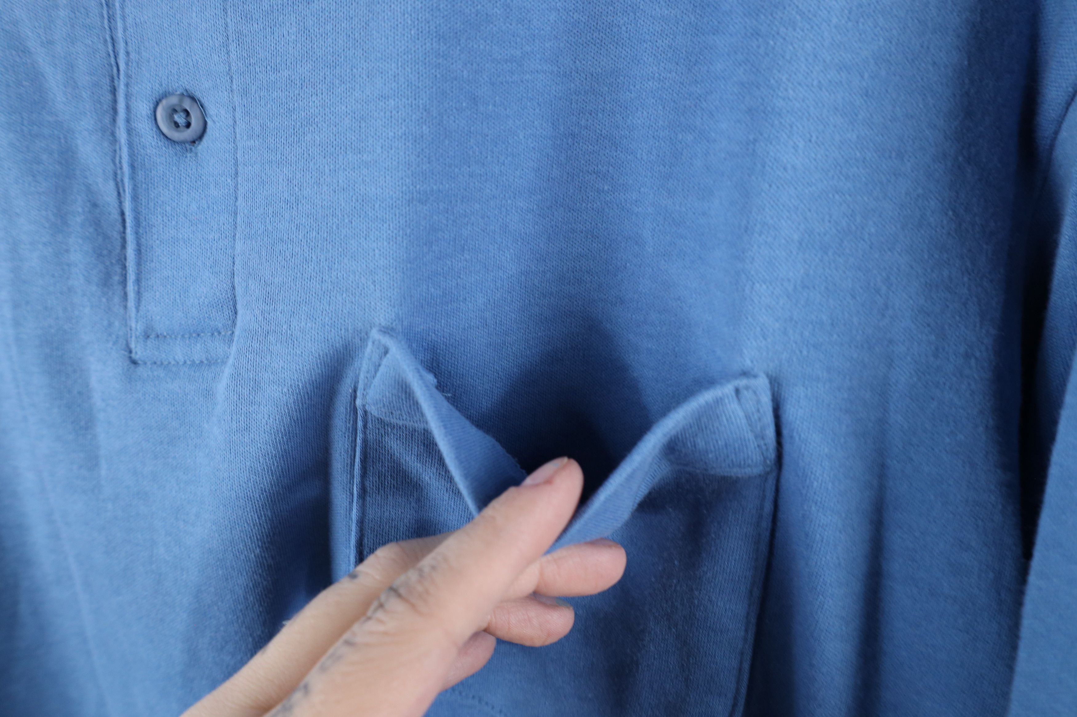 Lands' End × Vintage Vintage 90s Lands End Touch Long Sleeve Polo Shirt Blue USA Size US L / EU 52-54 / 3 - 5 Thumbnail