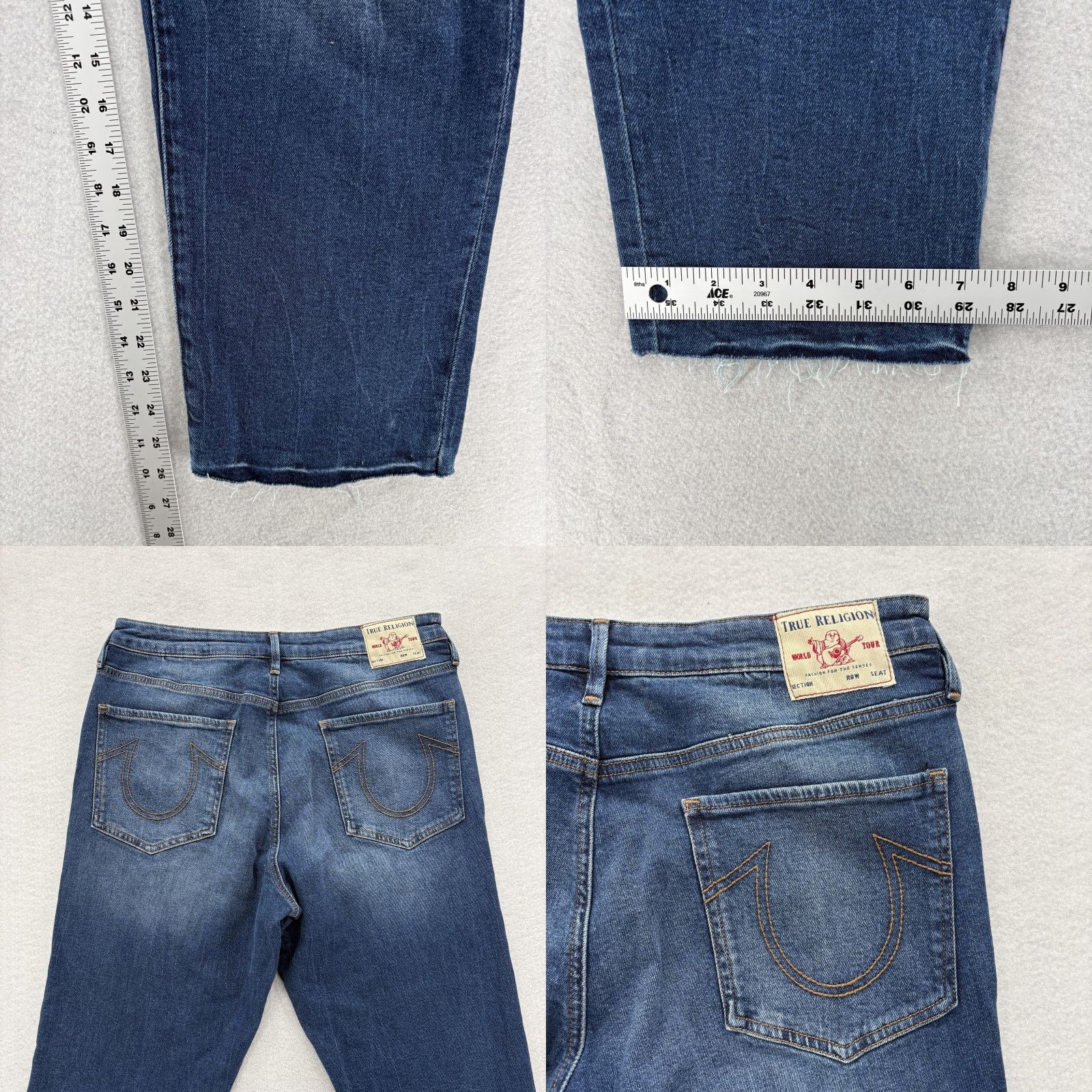 True Religion VINTAGE? No. True Religion Starr Jeans Womens 33 Blue High Rise Cropped Straight Distressed Shirt? Size 24" / US 00 / IT 34 - 9 Thumbnail
