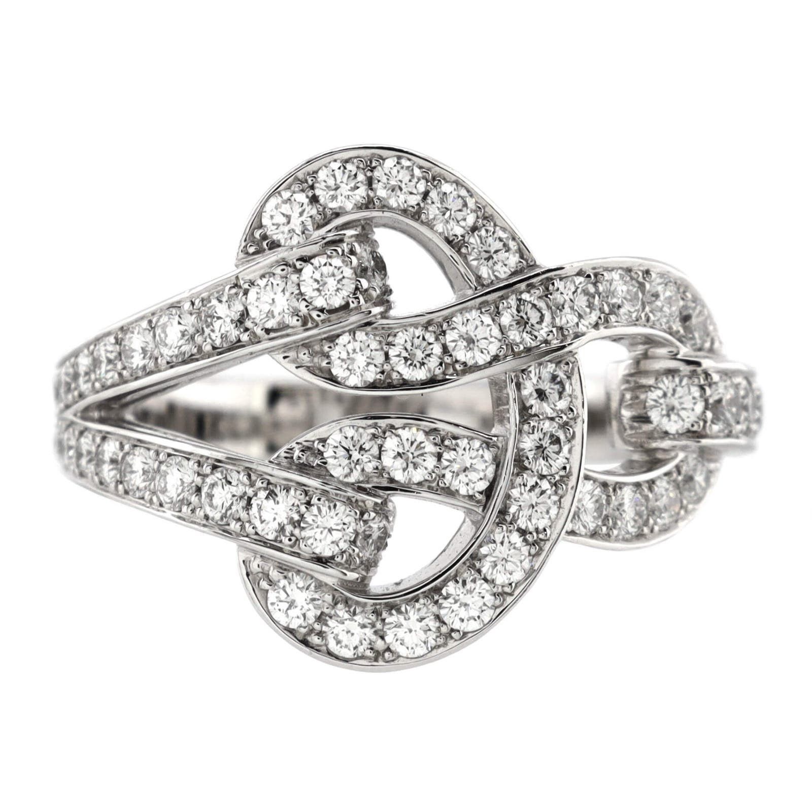 image of Cartier Agrafe Ring 18K White Gold With Diamonds Large, Women's