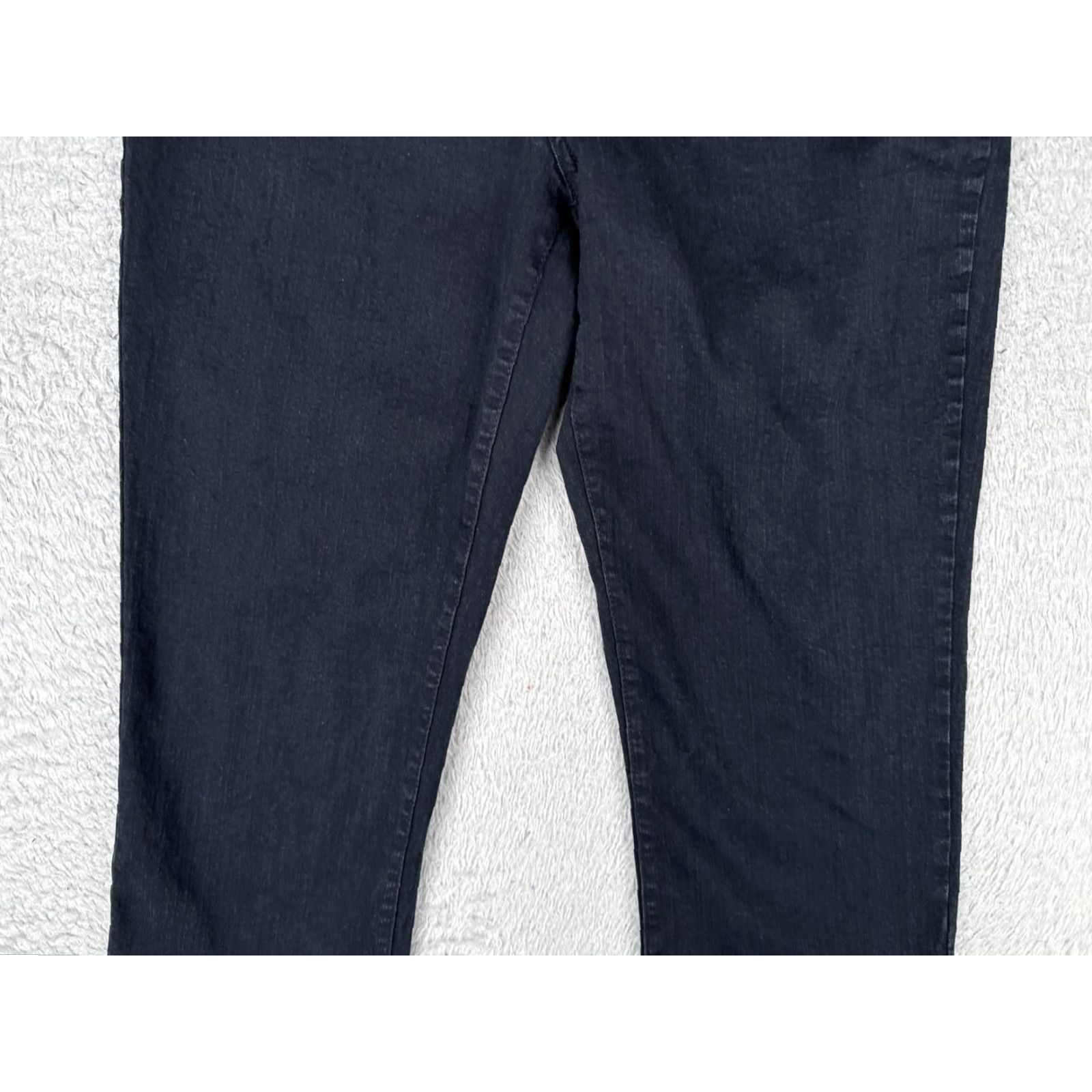 Vintage Bestow Jeans Women's 10 Black Dark Wash High Rise Straight Crop 30x22 Cotton Blend Spandex Denim 5-Pocket Logo Zip Fly Mens? Size 32" / US 10 / IT 46 - 3 Thumbnail