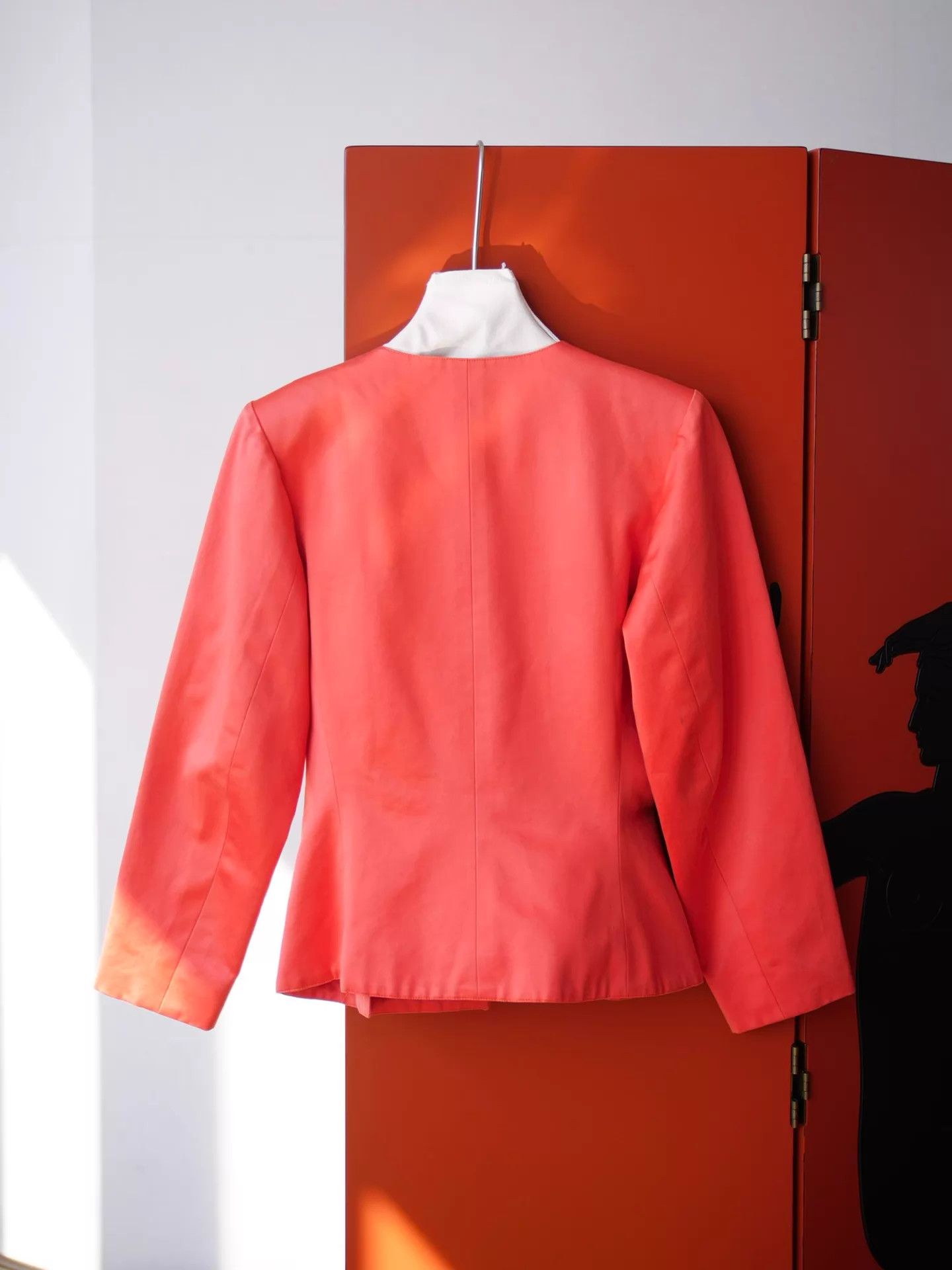 Yves Saint Laurent YSL 1993 Left Bank Orange Red Blazer Gold Buttons Women's Size XS / US 0-2 / IT 36-38 - 3 Thumbnail