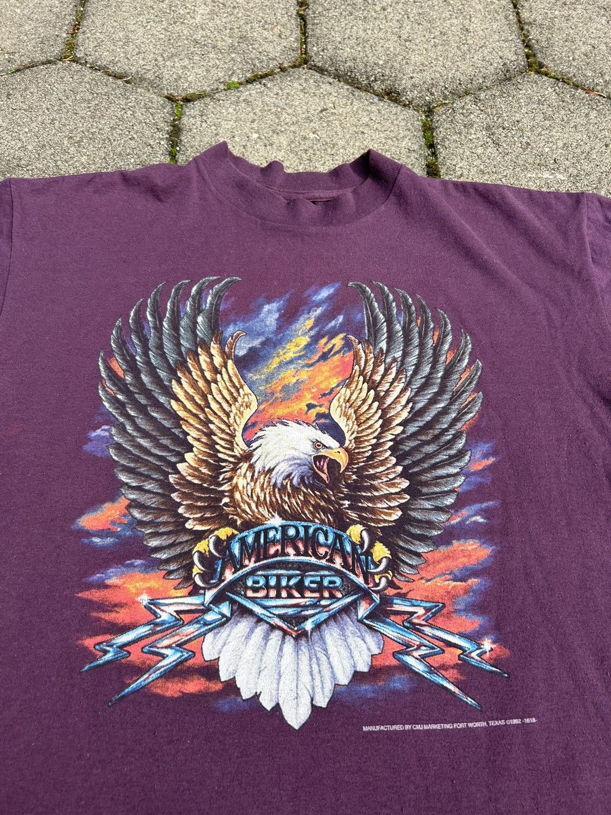 image of Harley Davidson x Vintage 3D Emblem T Shirt American Biker Eagle in Burgundy, Men's (Size XL)