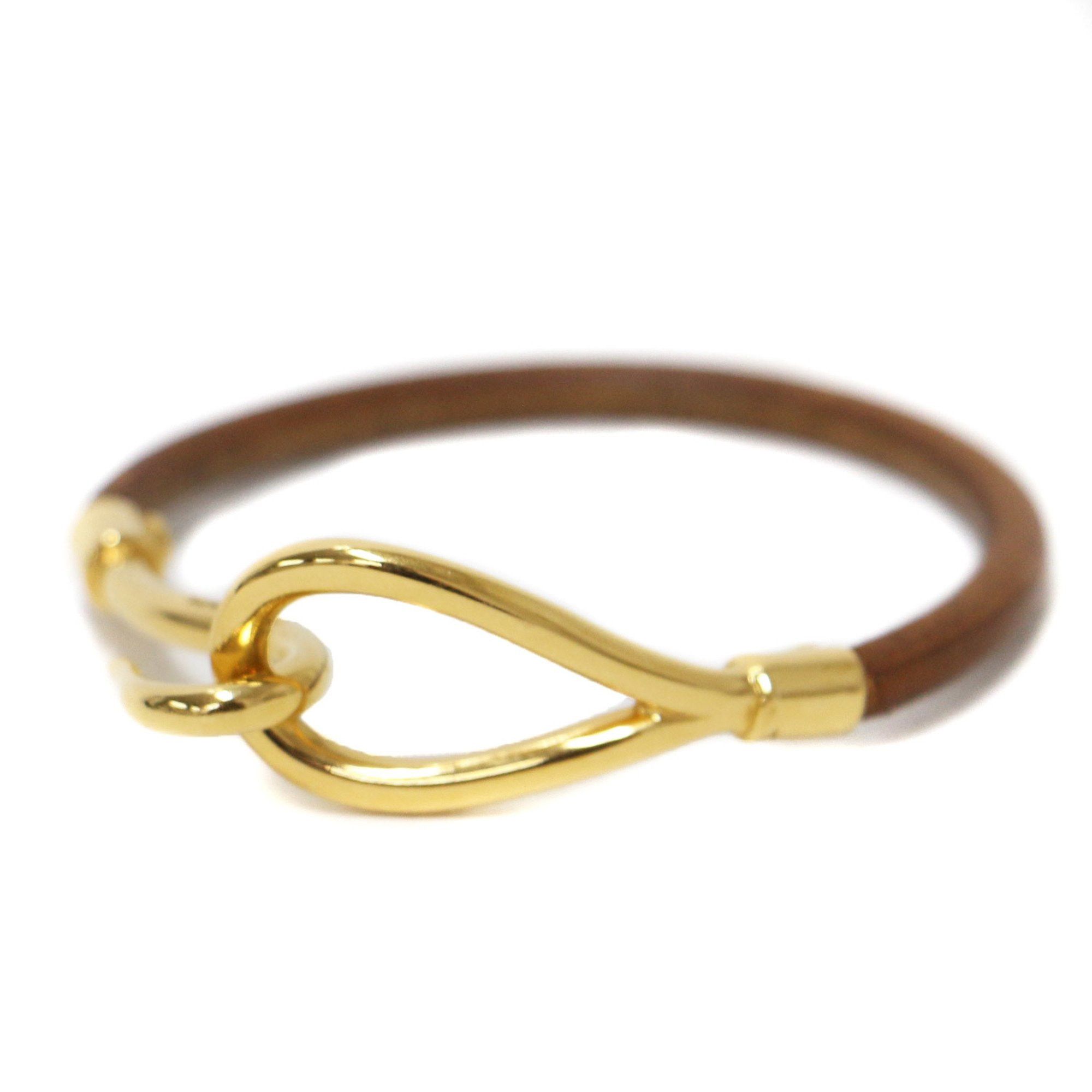 image of Hermes Bracelet Jumbo Leather Hook Vintage Brown Gold Accessory Jewelry Luxury, Women's