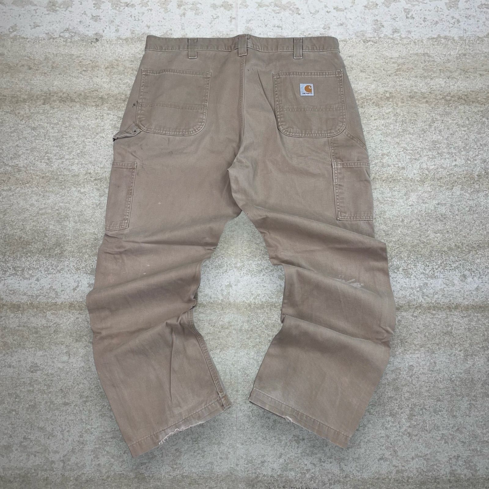 image of Carhartt Carpenter Pants Sand Tan Relaxed Fit White Logo, Men's (Size 38)