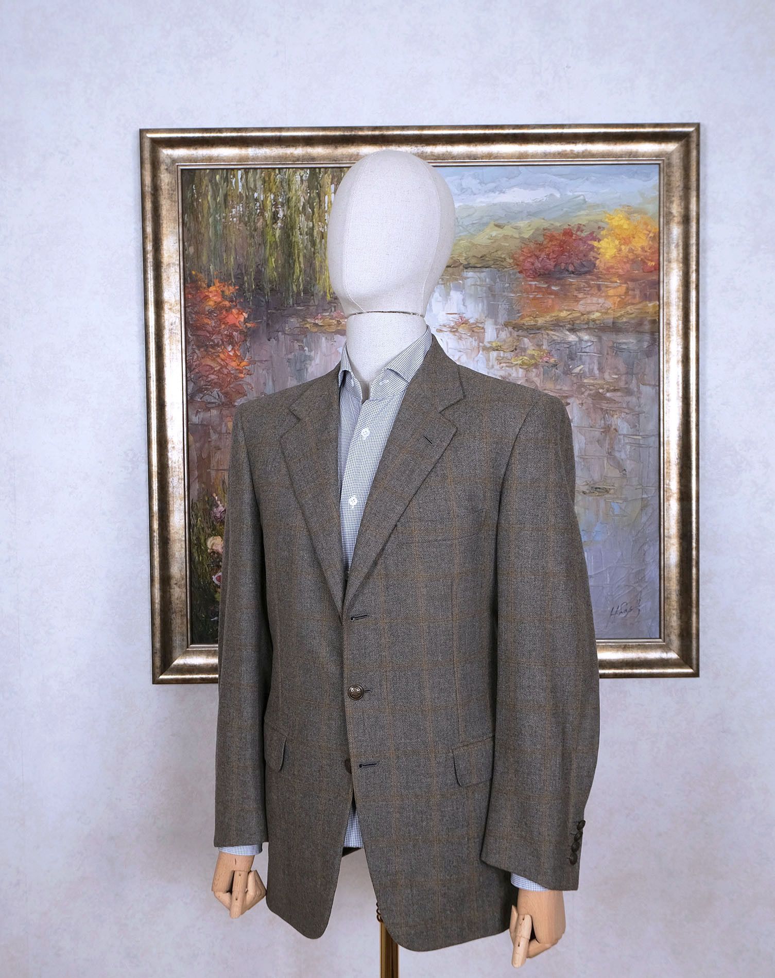 Brioni Brioni, grey handmade sports jacket, size 40UK, checked Size 40R - 4 Thumbnail
