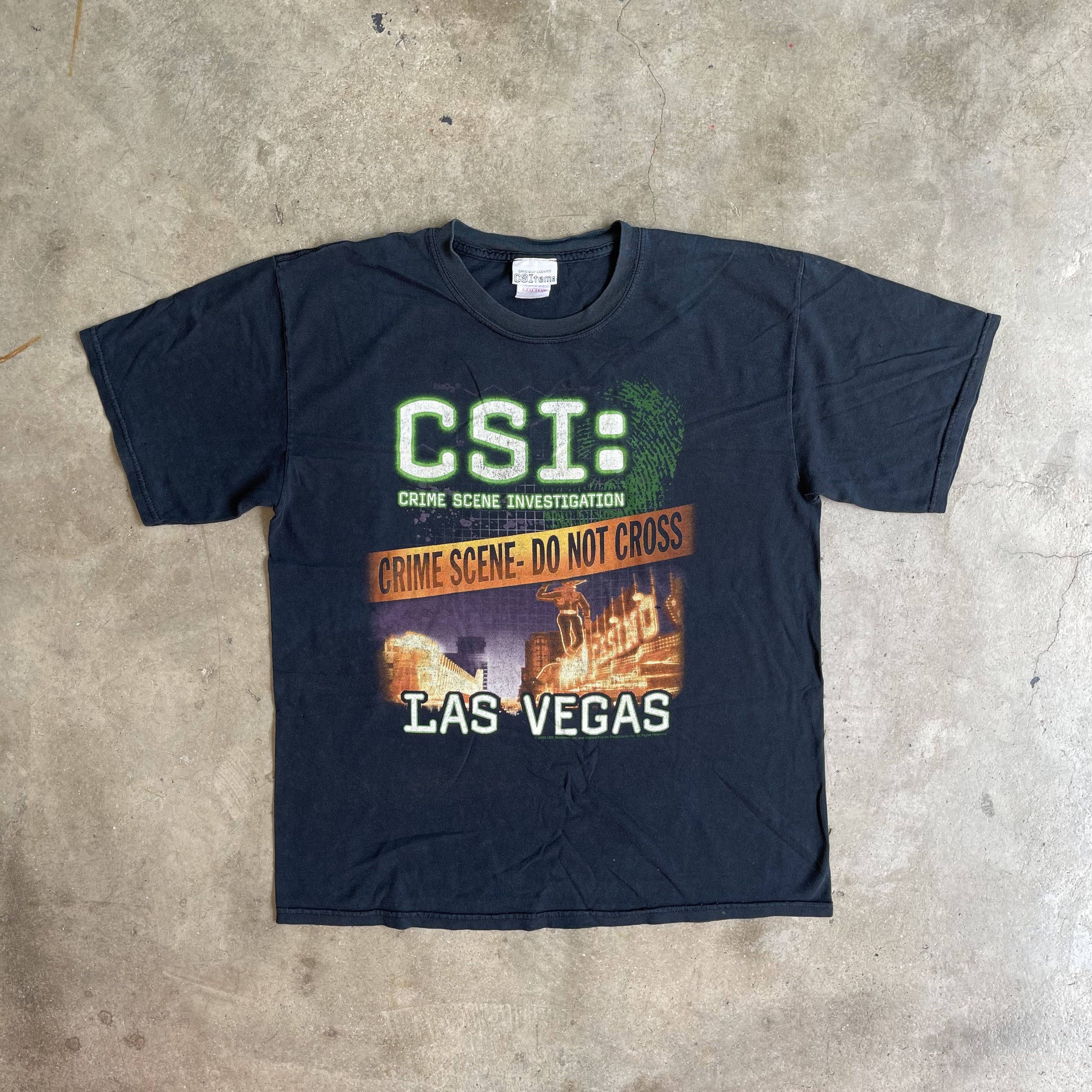 image of Movie x Vintage Csi Las Vegas T-Shirt in Black, Men's (Size Large)