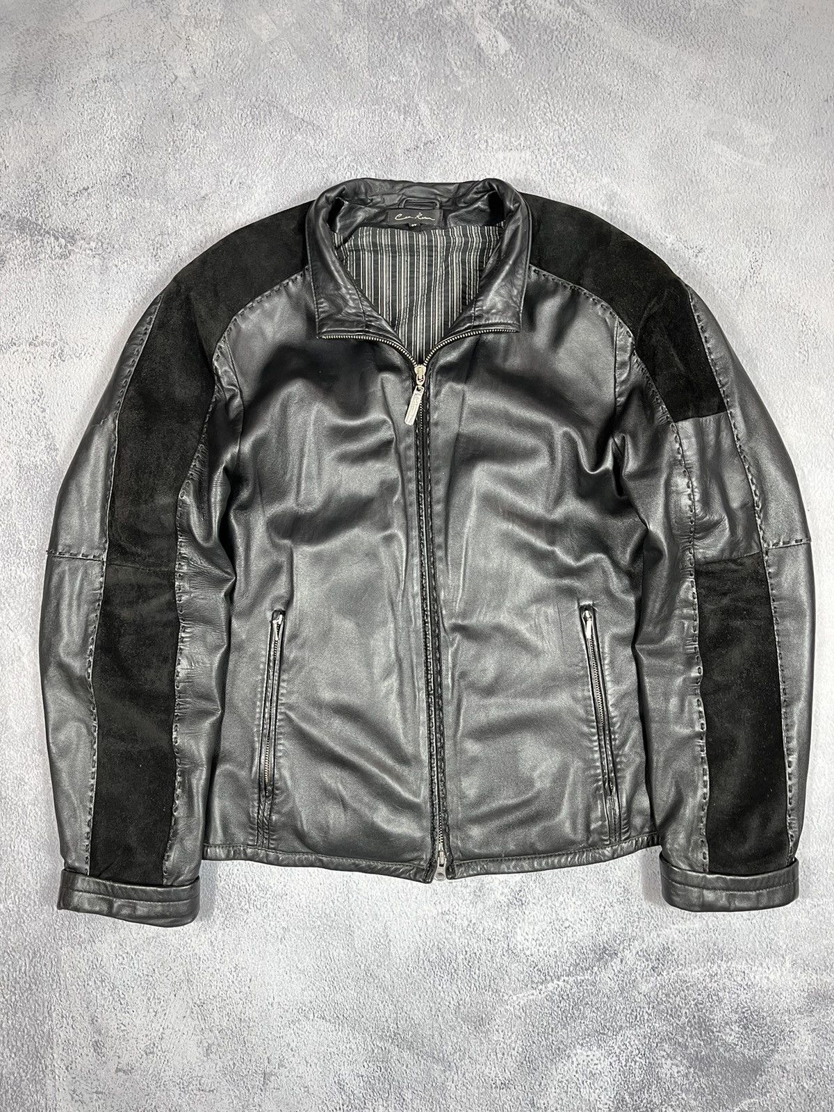 Vintage Vintage 90s Leather zip Jacket biker streetwear style Size US M / EU 48-50 / 2 - 1 Thumbnail