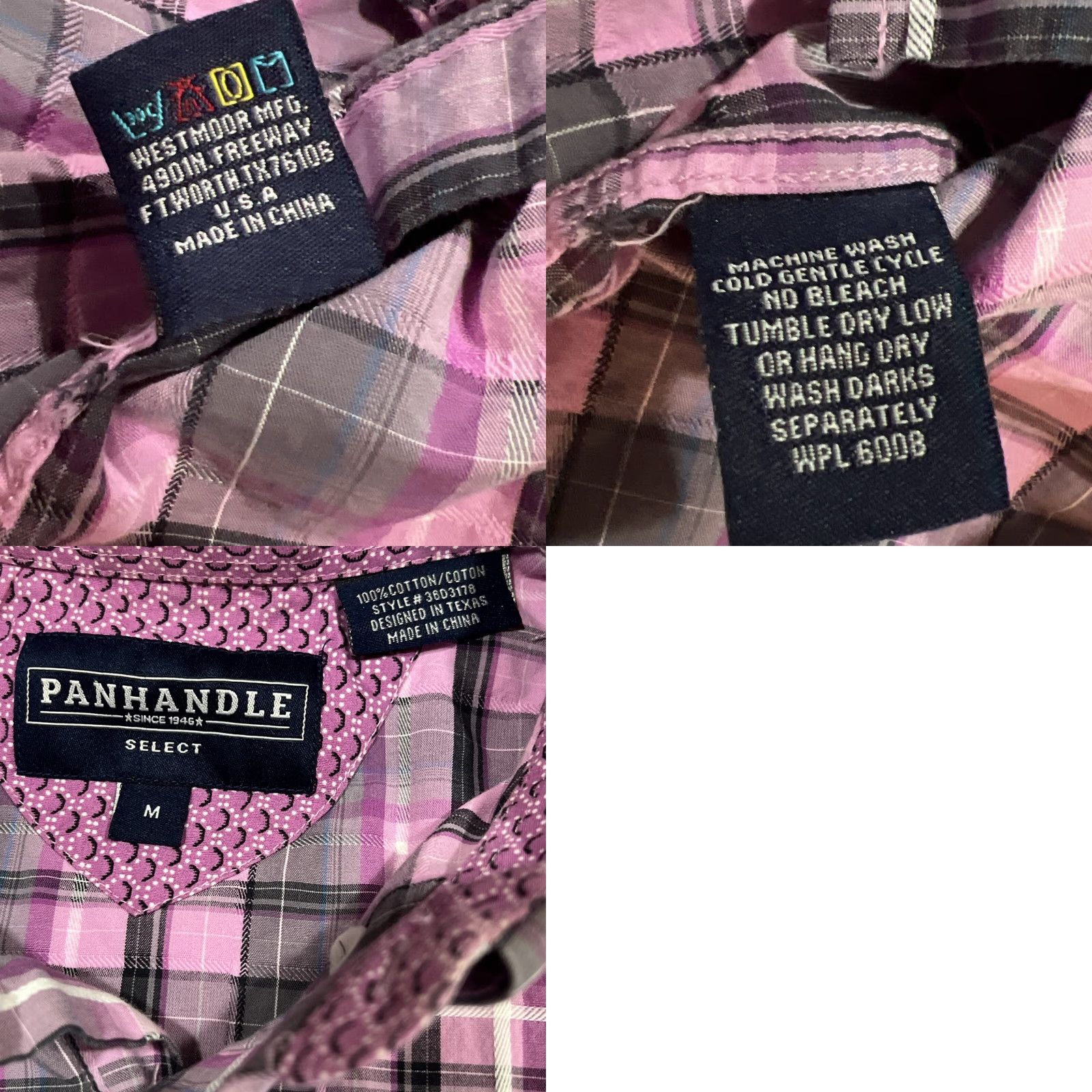 Vintage Panhandle Select Shirt Men’s Medium Button Down Plaid Pink Gray Long Sleeve Size US M / EU 48-50 / 2 - 9 Thumbnail