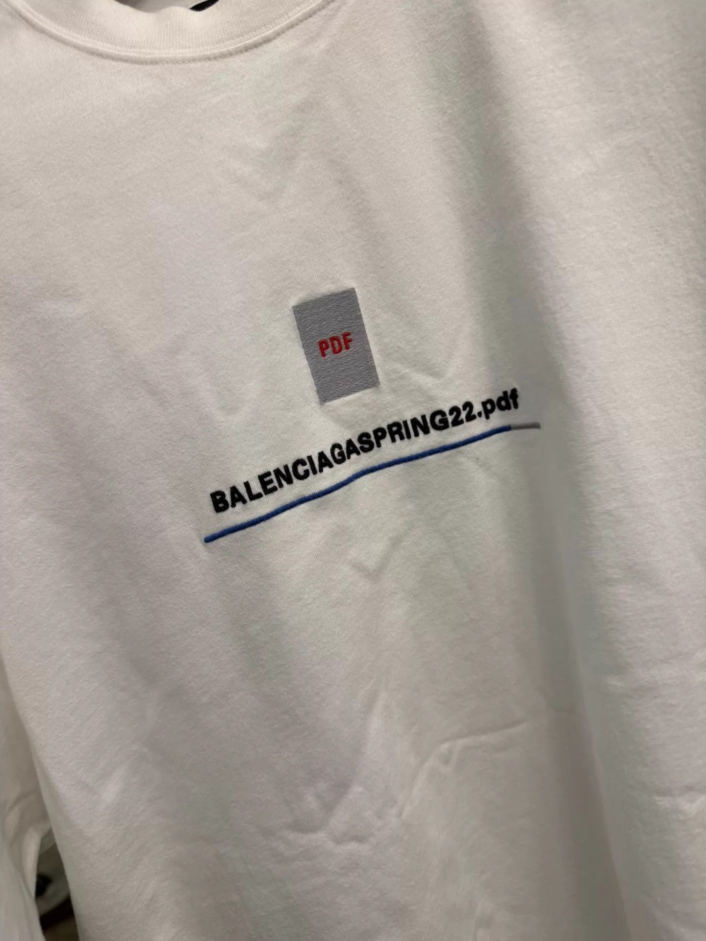 Balenciaga Balenciaga Oversized White Embroidered T-Shirt Size 2 Size US M / EU 48-50 / 2 - 2 Thumbnail