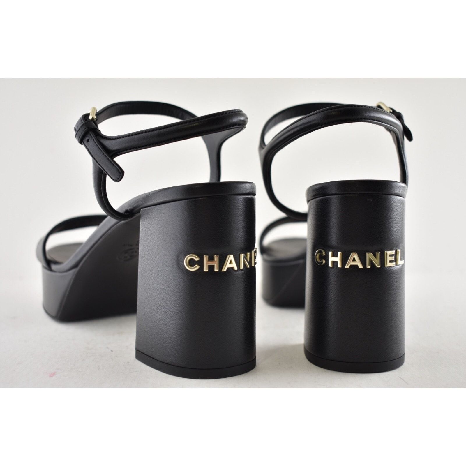 Chanel Chanel 24C Black Lambskin Leather Logo Platform Ankle Size US 11 / IT 41 - 12 Thumbnail