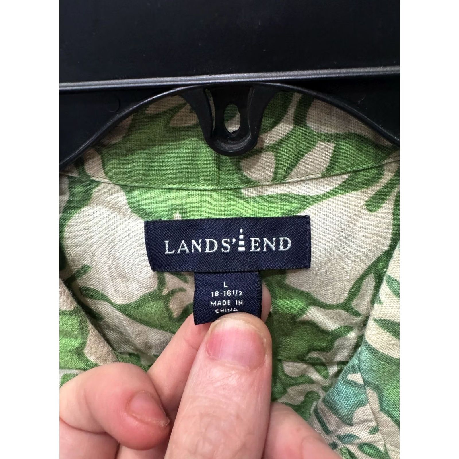 Lands' End Lands End Shirt Men L Short Sleeve Button Up Apple Green Floral Linen Blend Size US L / EU 52-54 / 3 - 6 Thumbnail