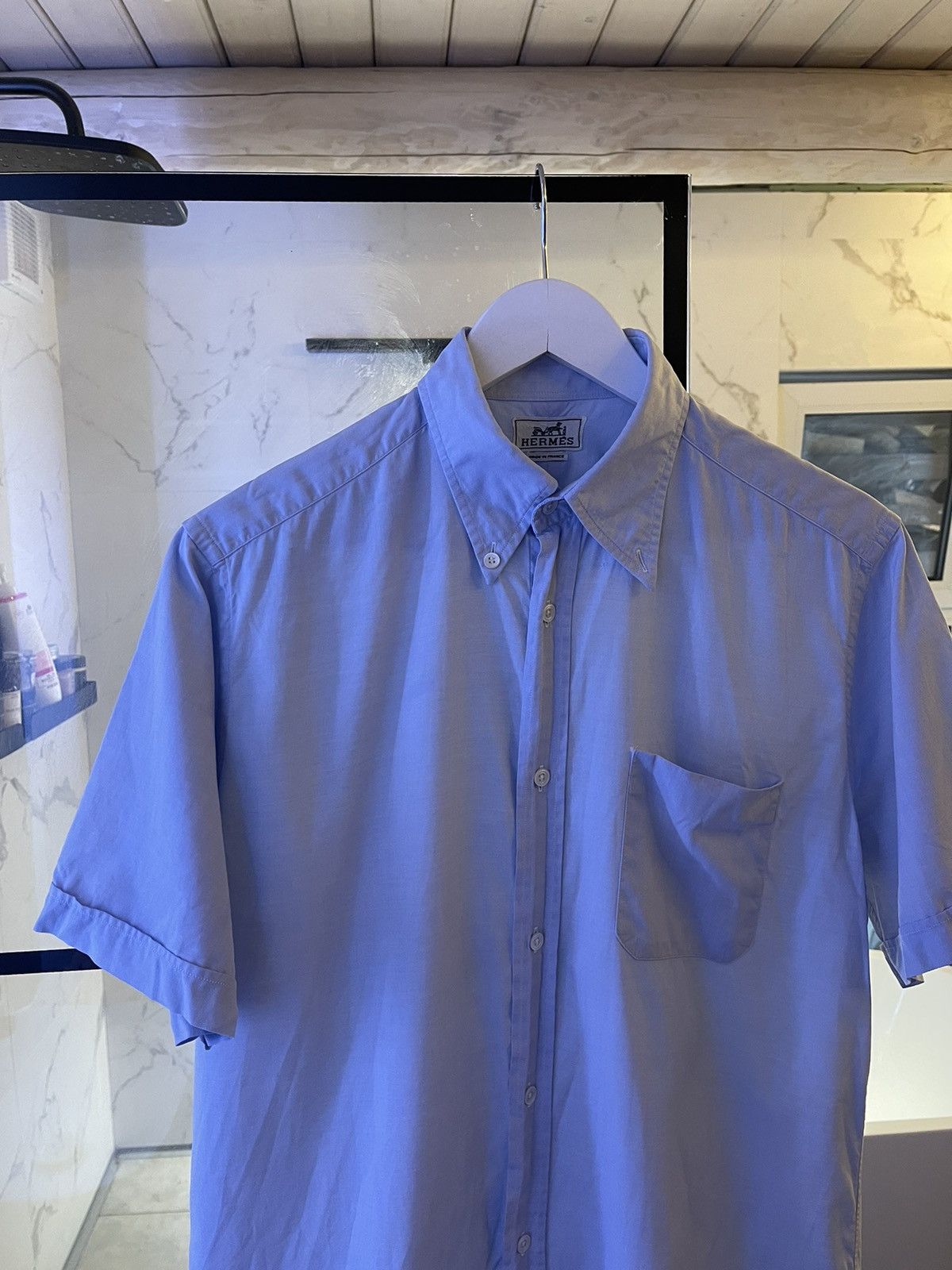 Hermes Hermes shirt Vintage Blue Short Sleeve Pocket 90’s Size US M / EU 48-50 / 2 - 4 Thumbnail