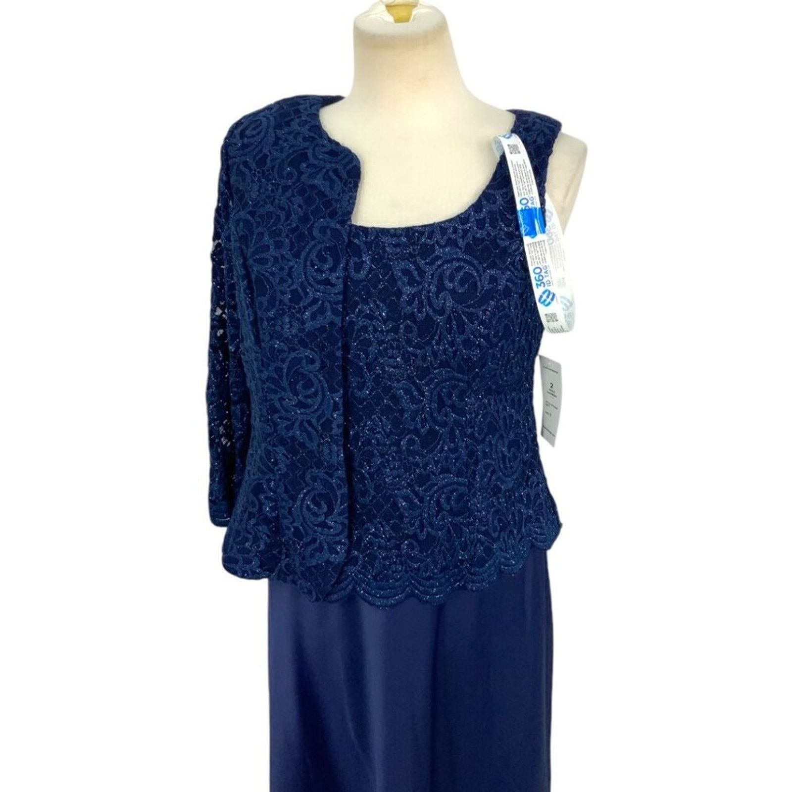 Alex Evenings Alex Evenings Embroidered Two-Piece Gown Navy Sz 6 NWT $229 Size S / US 4 / IT 40 - 9 Thumbnail