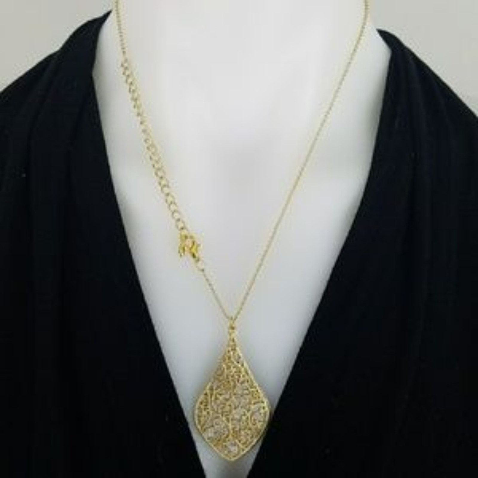 Other 18K Gold Plated Teardrop Glitter Pendant Necklace Size ONE SIZE - 4 Thumbnail
