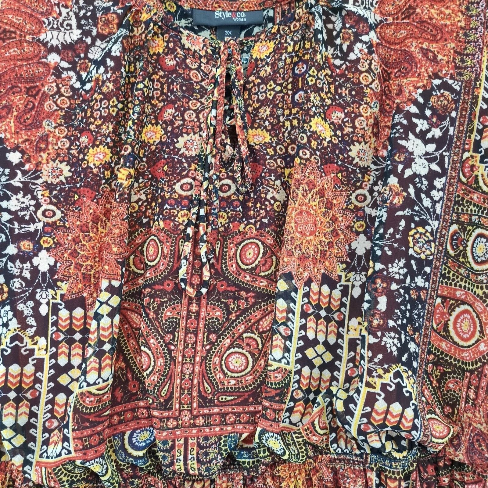 Other Style & Co Sheer Paisley Blouson Midi Dress Plus Size 3X Size 3XL / US 20-22 - 9 Thumbnail