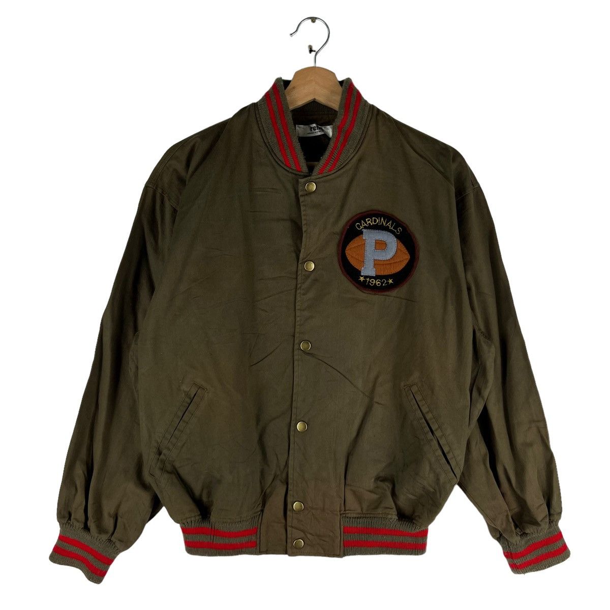Japanese Brand 🔥VINTAGE VARSITY BOMBER JACKET REMO CAPITAL P BIG LOGO Size US M / EU 48-50 / 2 - 1 Thumbnail
