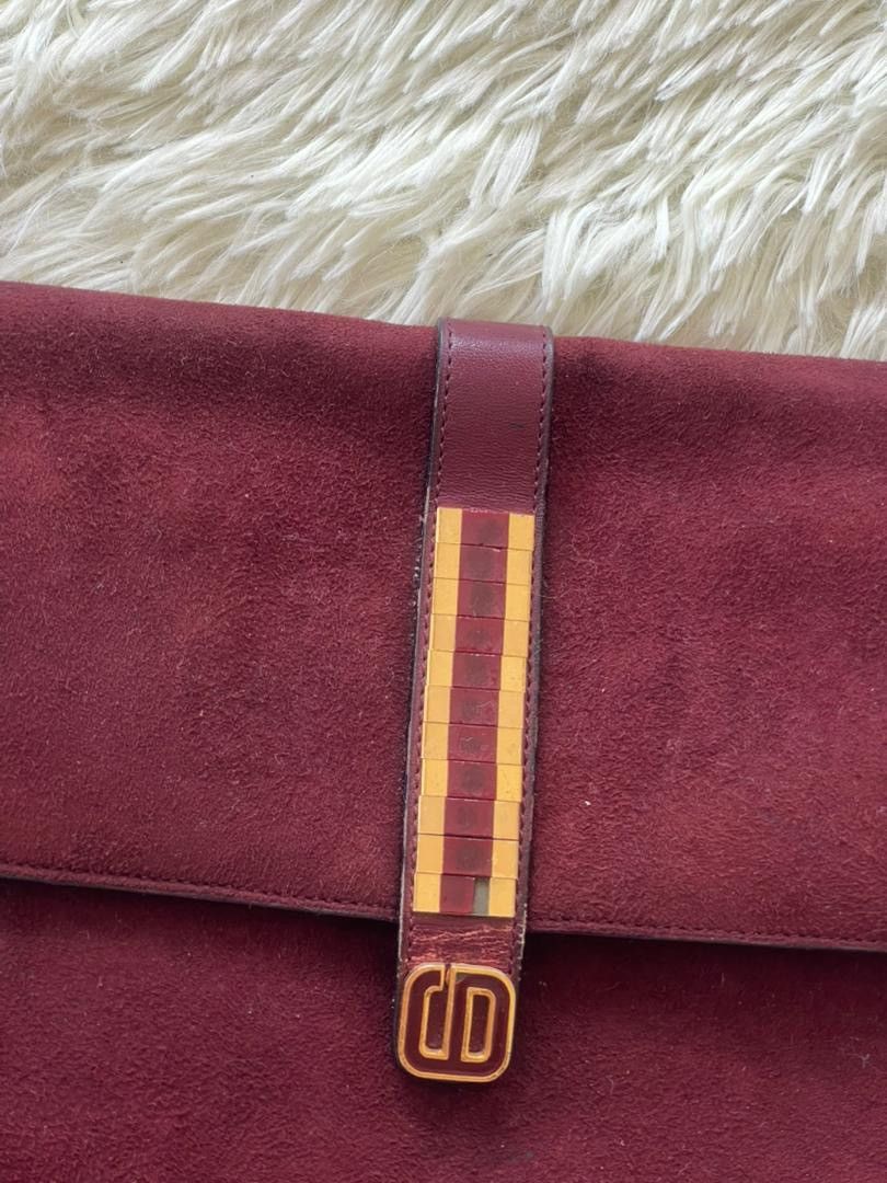 Christian Dior Monsieur Christian Dior Suede Leather Burgundy Shoulder Bag Size ONE SIZE - 5 Thumbnail