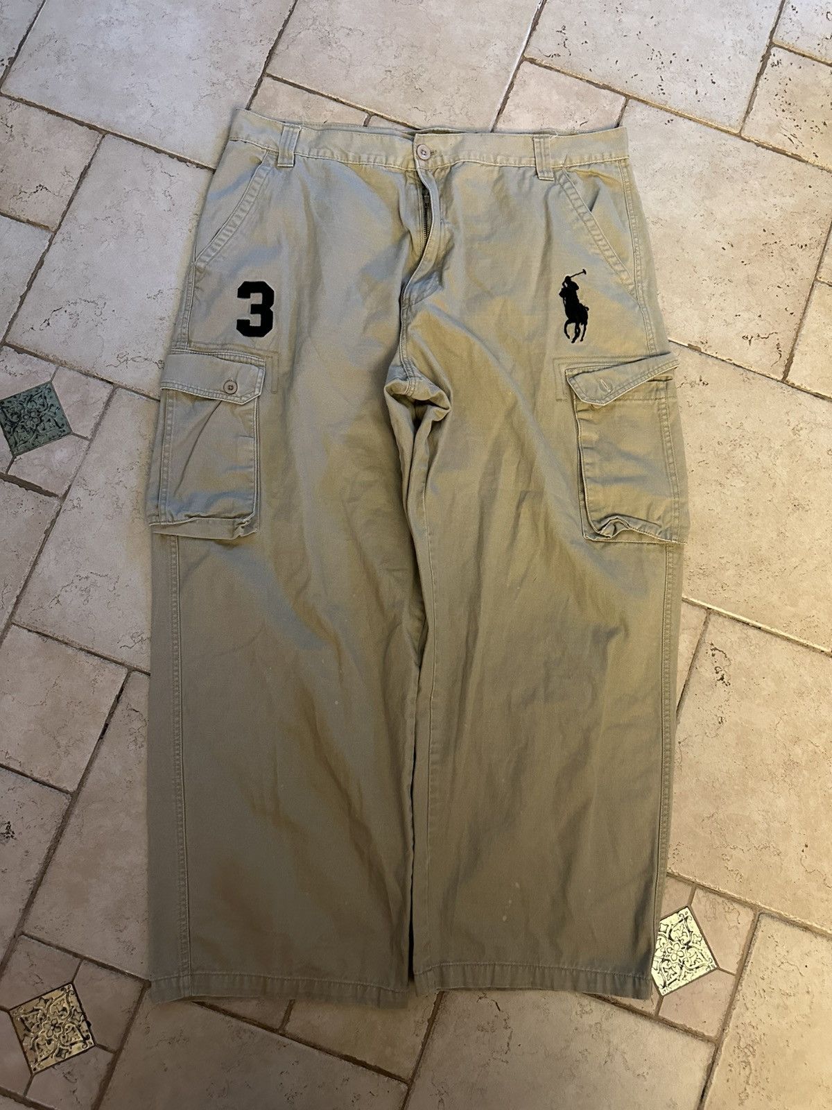 Polo Ralph Lauren VTG Ralph Lauren Big Pony Beige Cargo Baggy Pants Size 38 Size US 38 / EU 54 - 1 Thumbnail