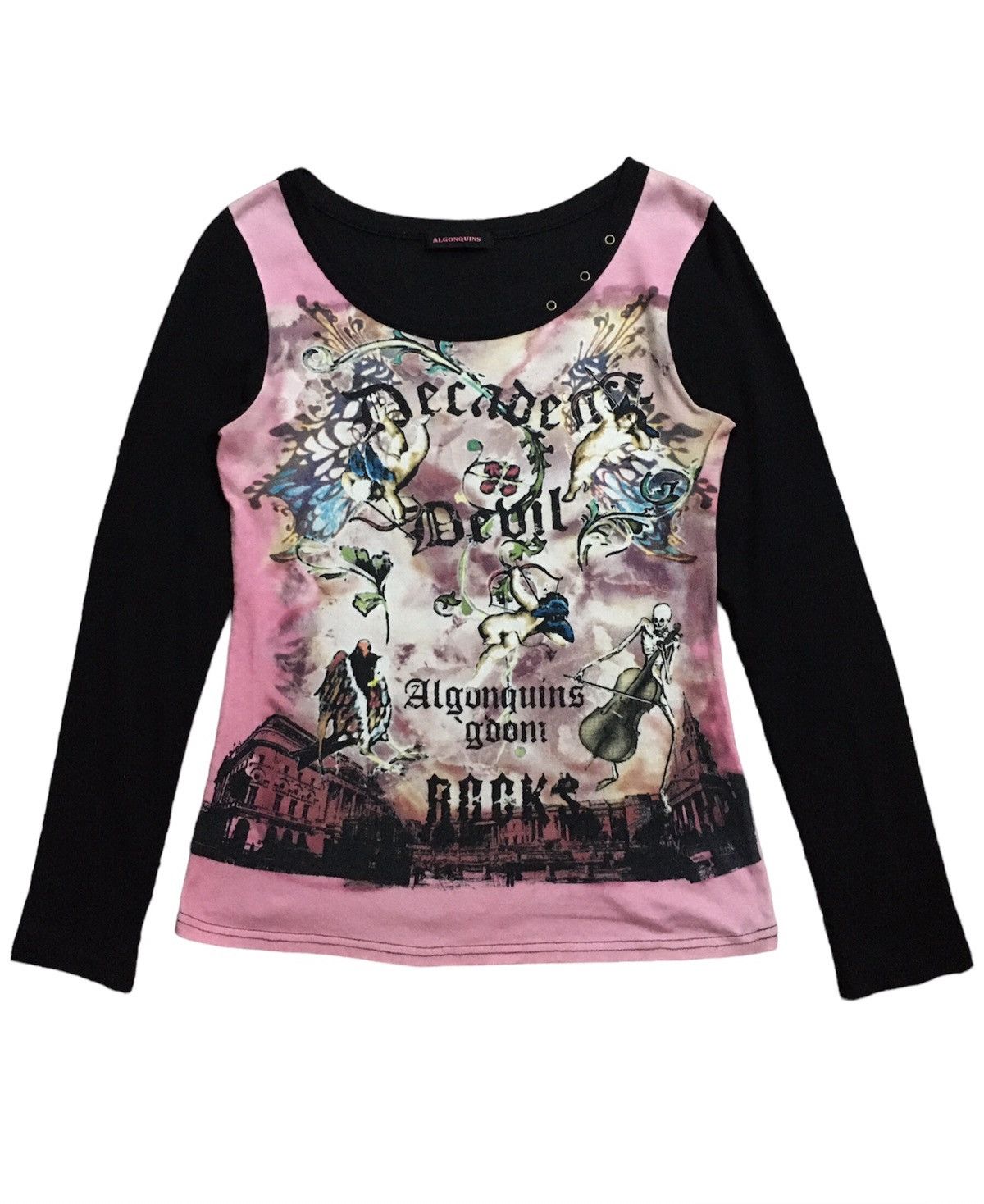 image of If Six Was Nine x Le Grande Bleu L G B Agonquins Poem Rock Skull Long Sleeve in Black, Women's (Siz