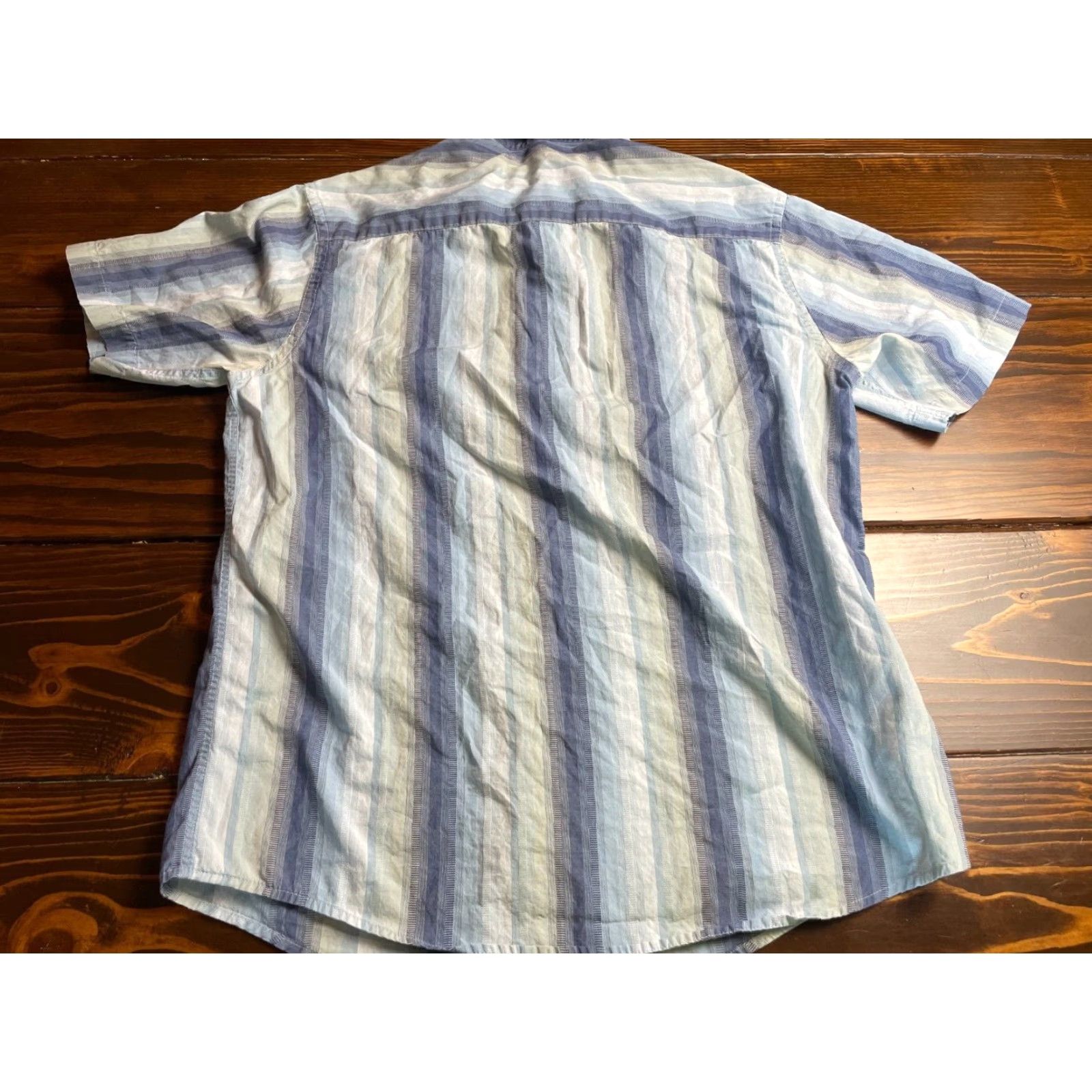 Vintage Axist Shirt Men M White Blue Button-Up Short Sleeve Striped City Dressing Size US M / EU 48-50 / 2 - 2 Thumbnail