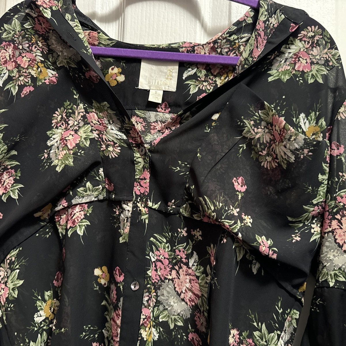 Anthropologie Line & Dot Sheer Floral Oversized Blouse Size S / US 4 / IT 40 - 4 Thumbnail