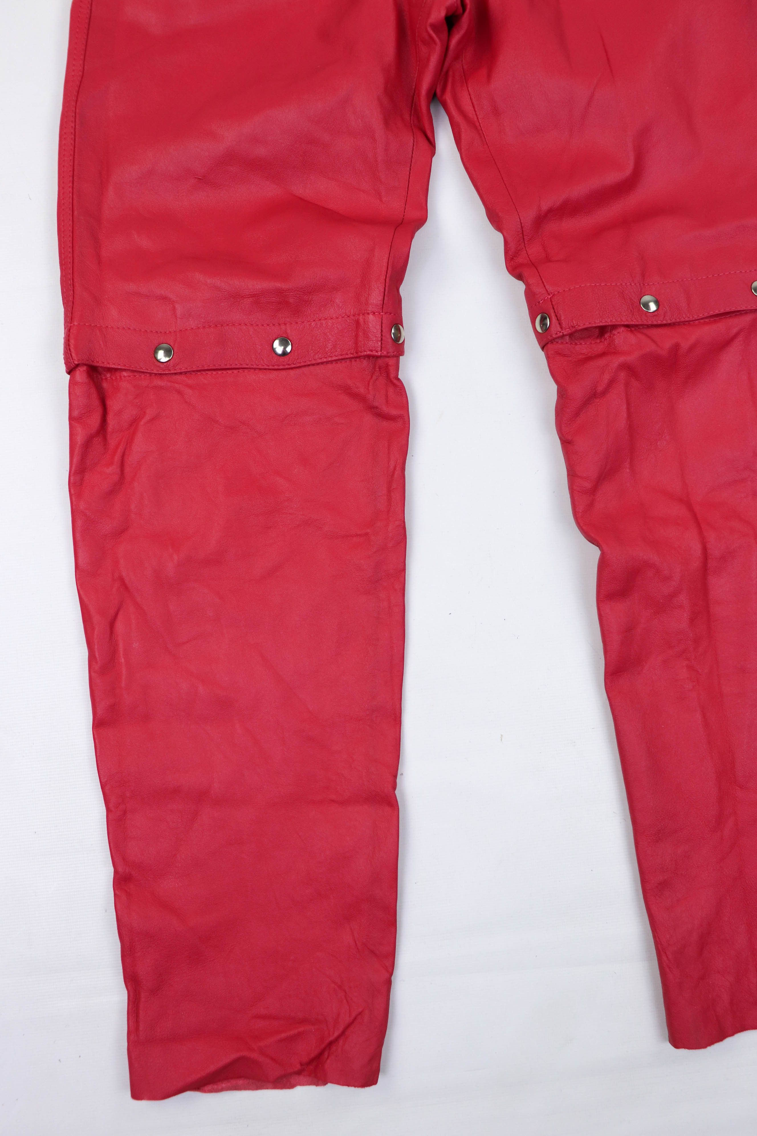 Vintage 80-90s Vintage Pink Soft Leather 2in1 Transform Pants Size 28" / US 6 / IT 42 - 4 Thumbnail