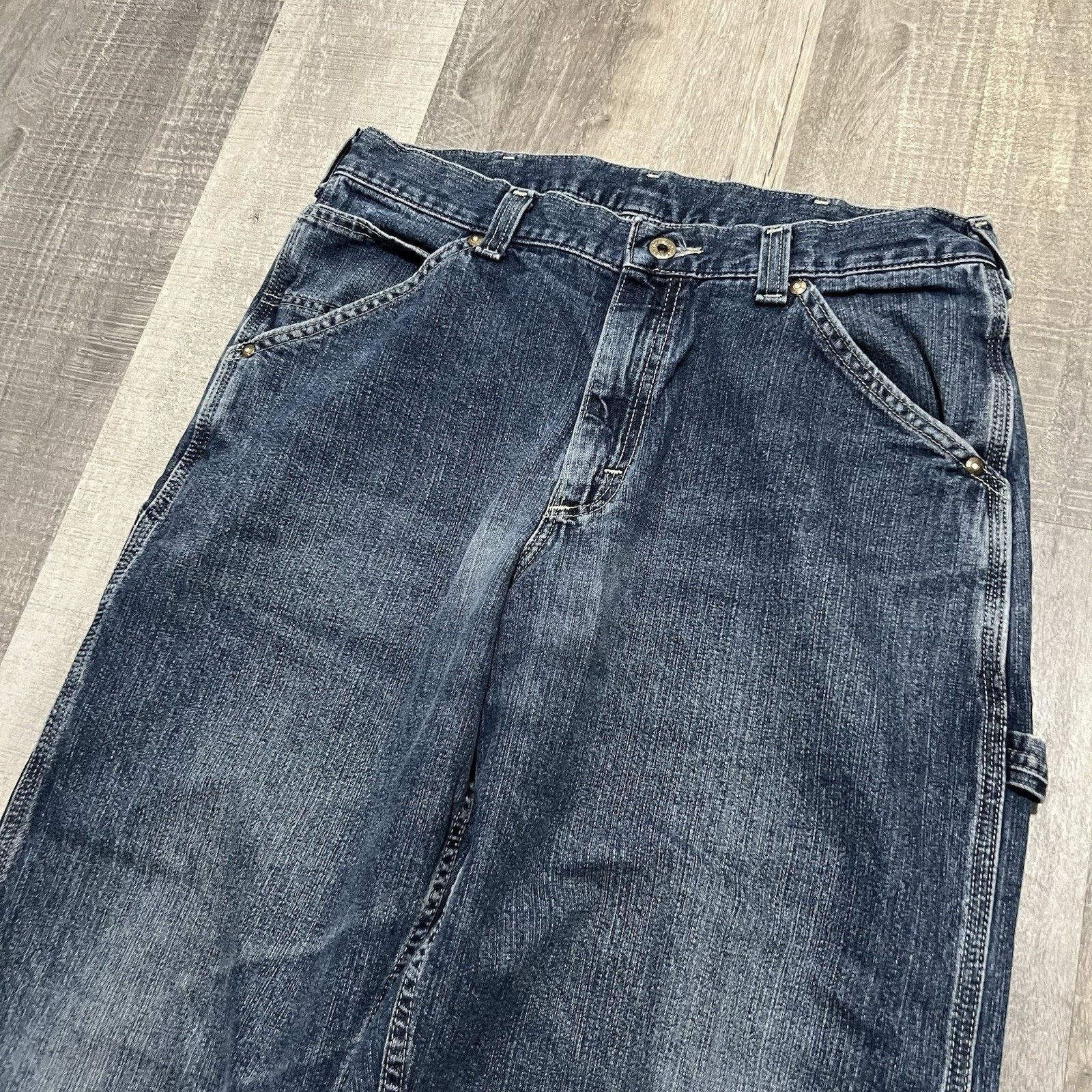Lee VTG Lee Dungarees Baggy Work Wear Jeans Dark Wash Y2K 34 Size US 34 / EU 50 - 3 Thumbnail
